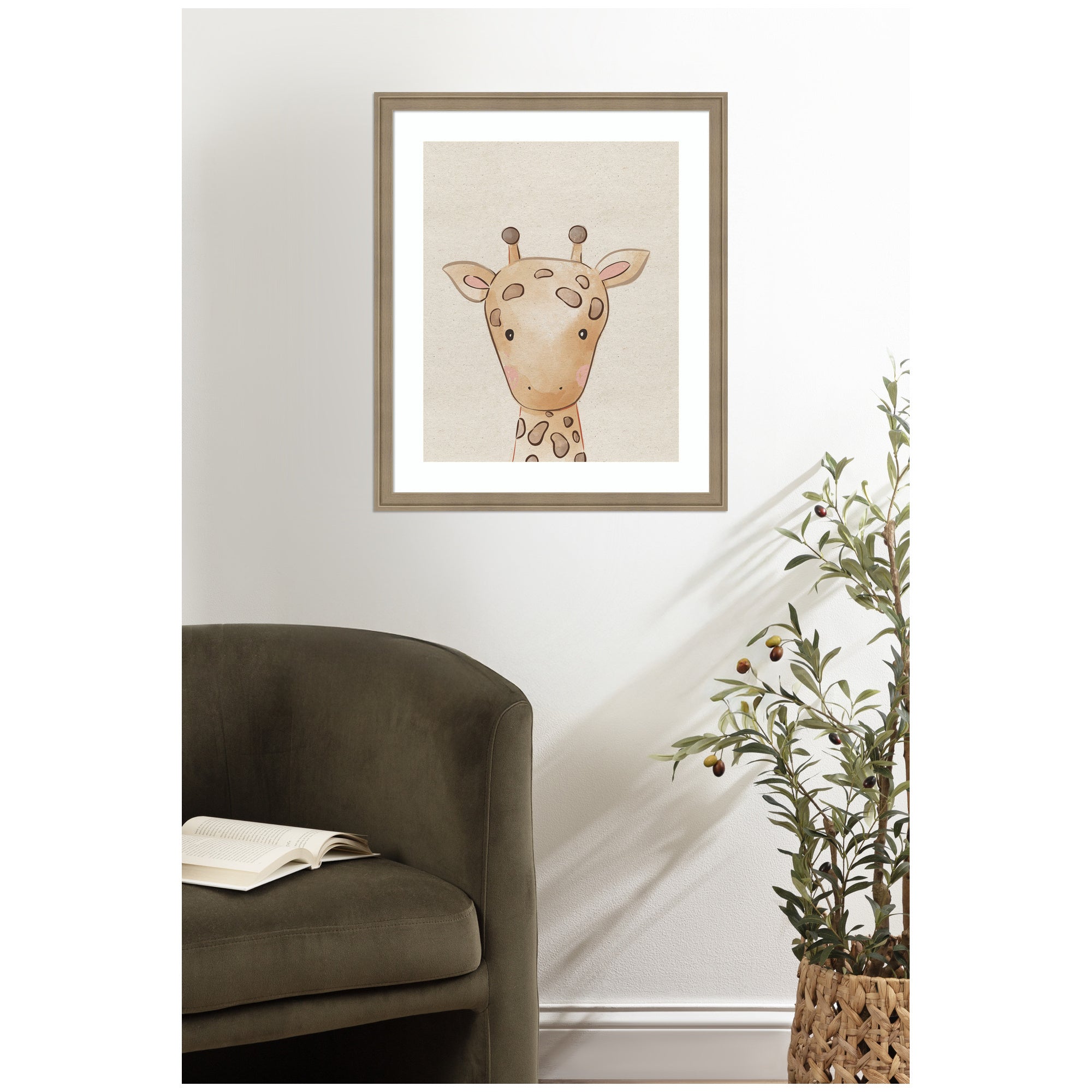 Baby Animal Giraffe Natural by The Creative Bunch Studio Framed Wall Art Print
