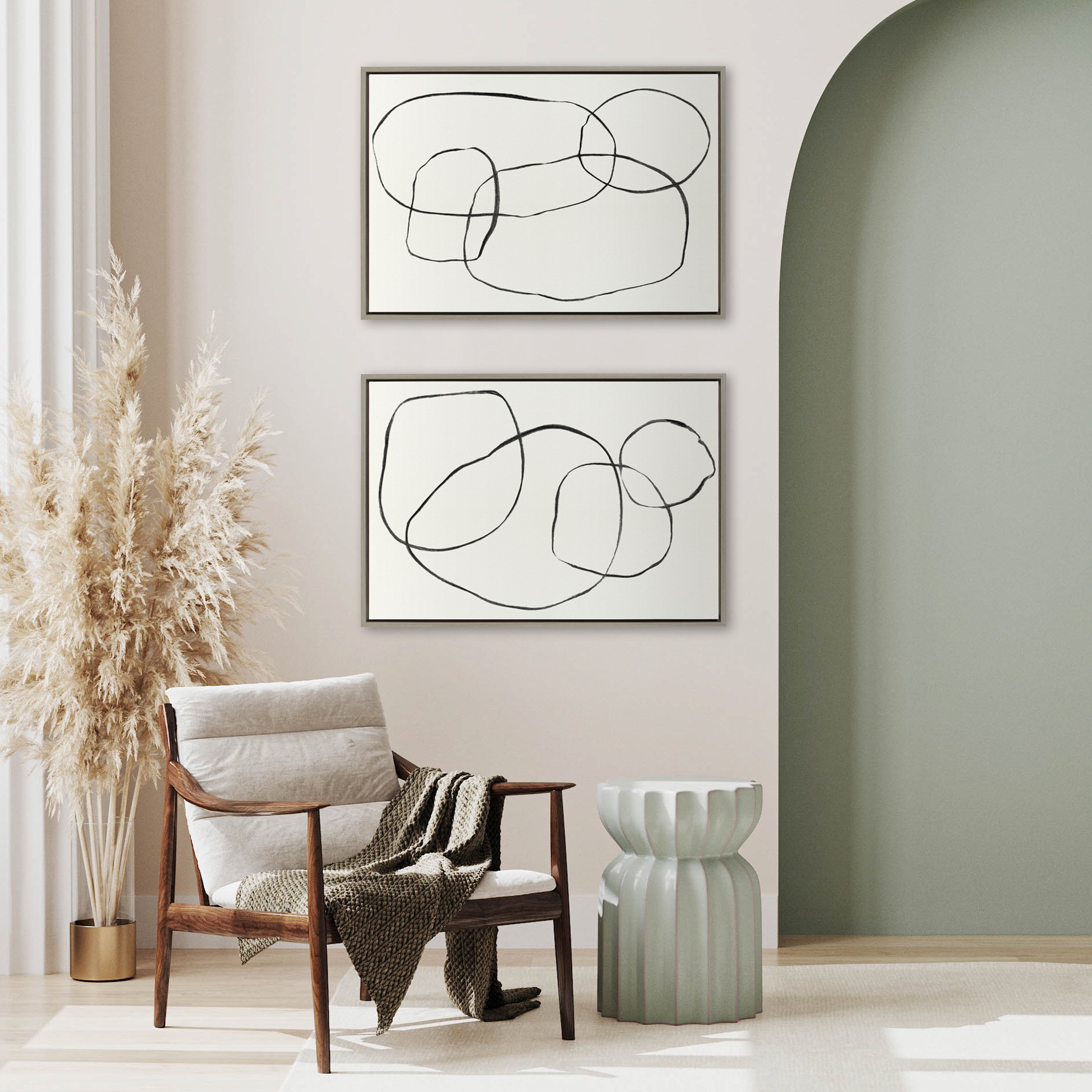 Sylvie Going in Circles Framed Textured Canvas Set by Teju Reval of SnazzyHues