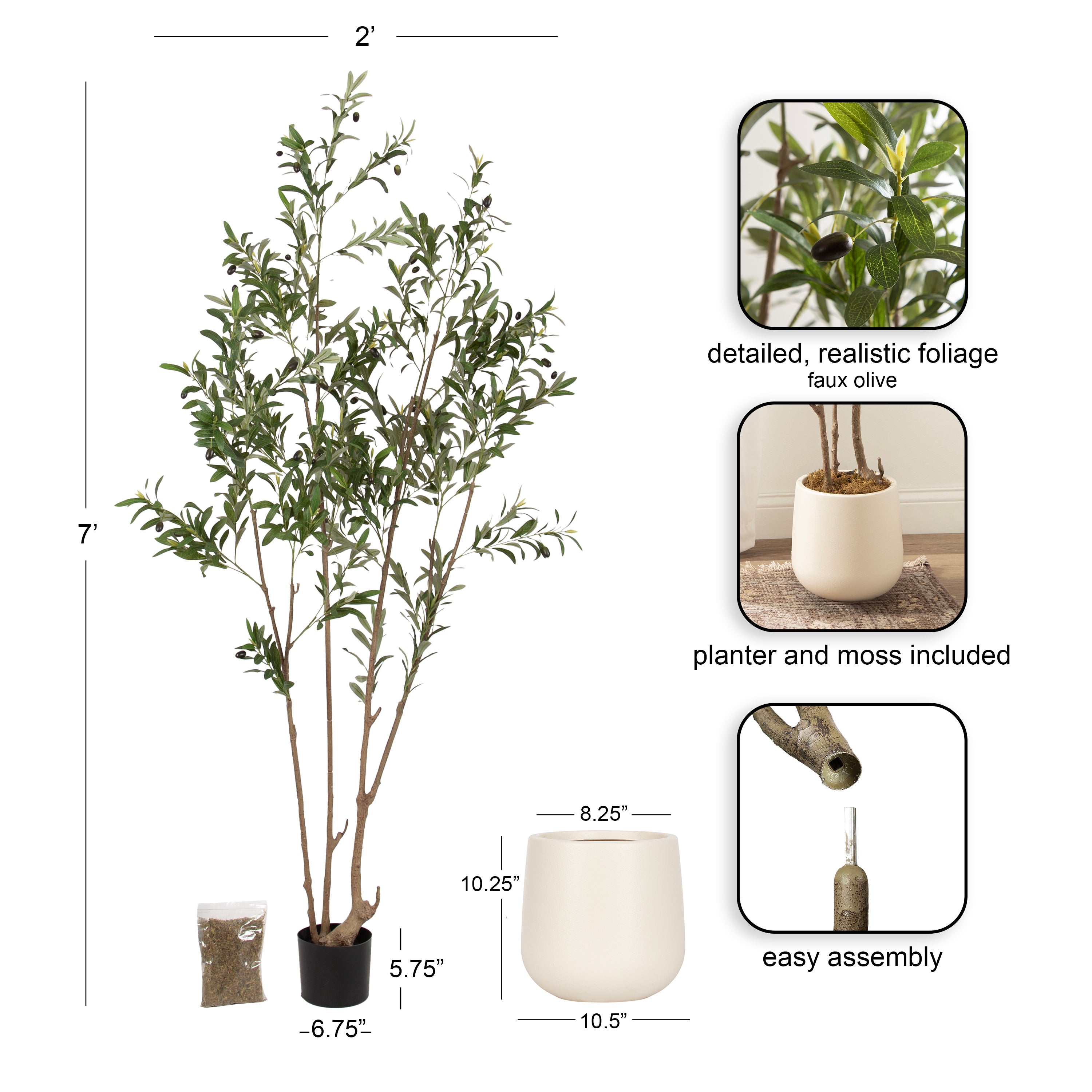 Faux Tree 7' Cream 2