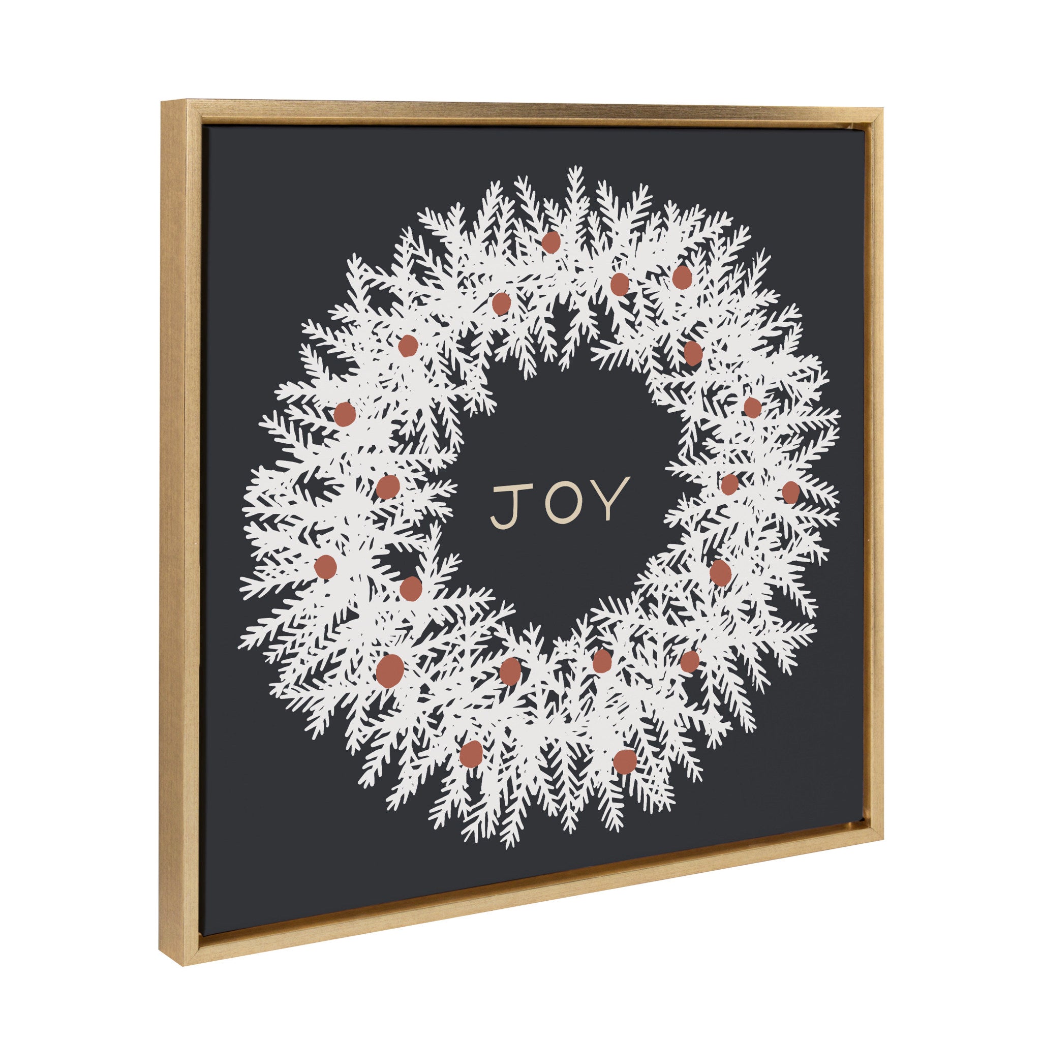 Sylvie Joy Wreath Black Framed Canvas by Hannah Beisang