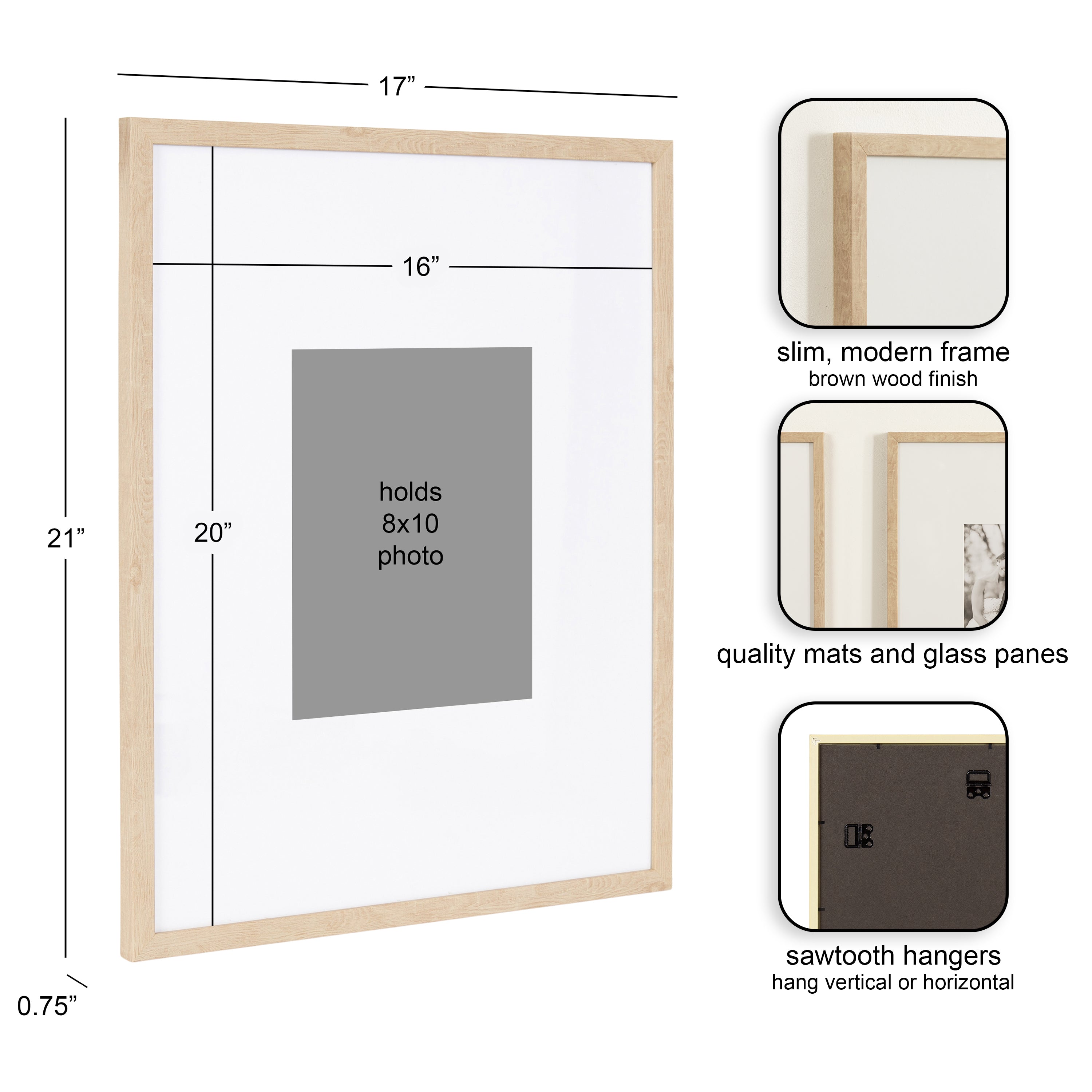 Wall Frame Natural 16x20 matted to 8x10 2