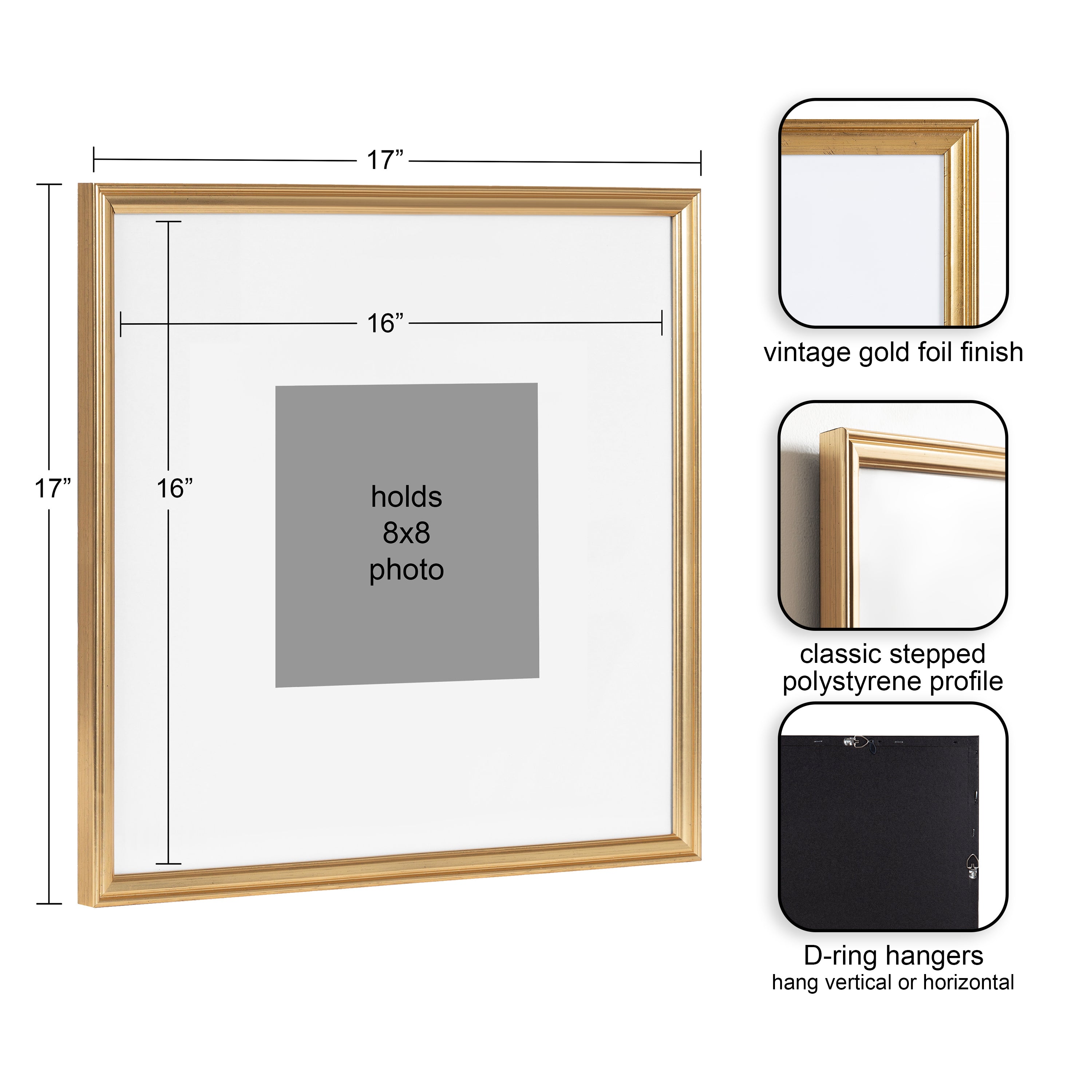 Wall Frame Gold 16x16 matted to 8x8 2