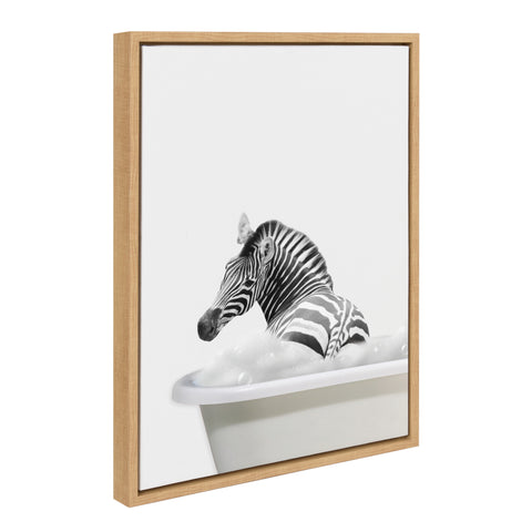 Sylvie Bathroom Bubble Bath Zebra Framed Canvas by The Creative Bunch Studio