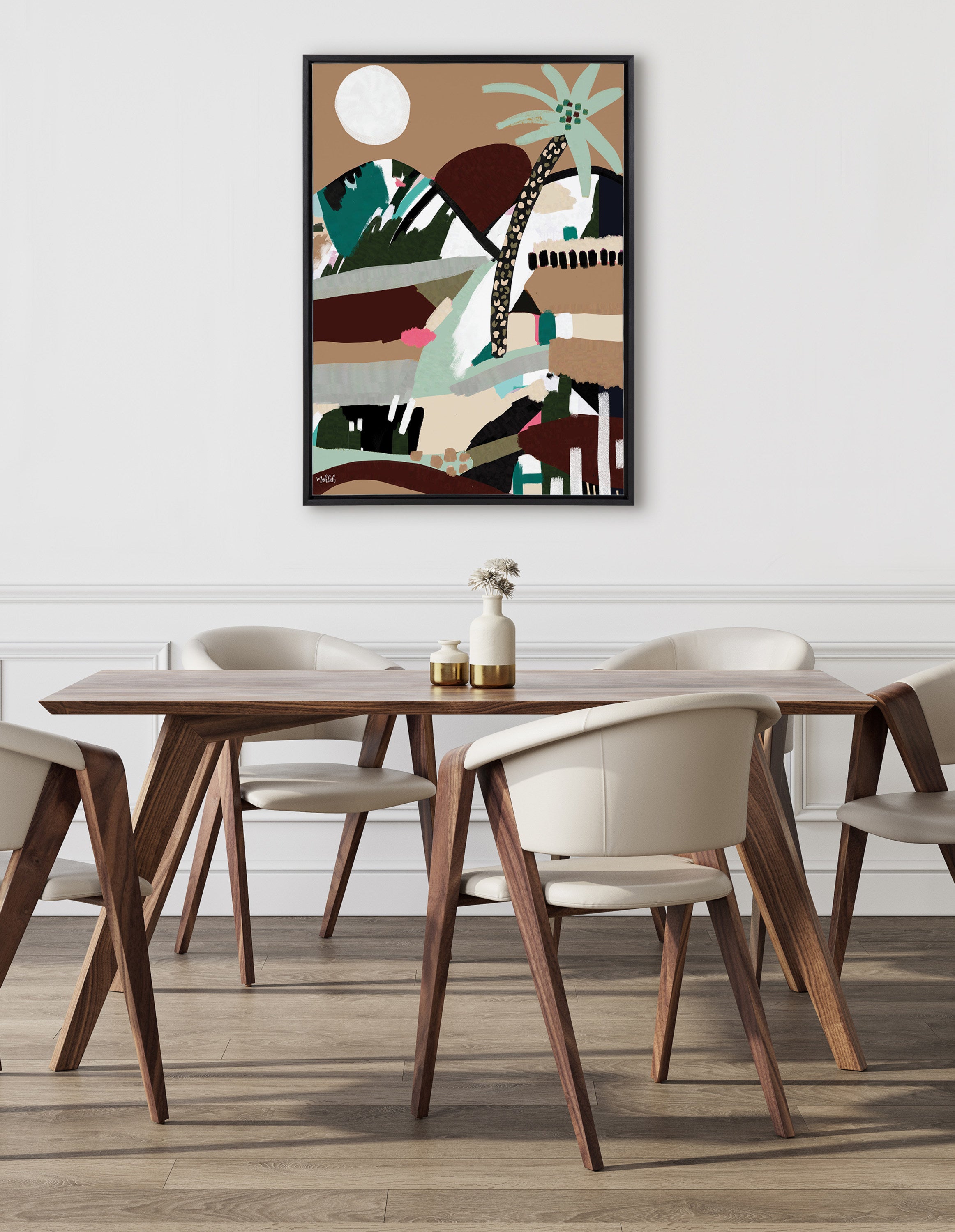 Sylvie Warm Offbeat Framed Canvas by Inkheart Designs