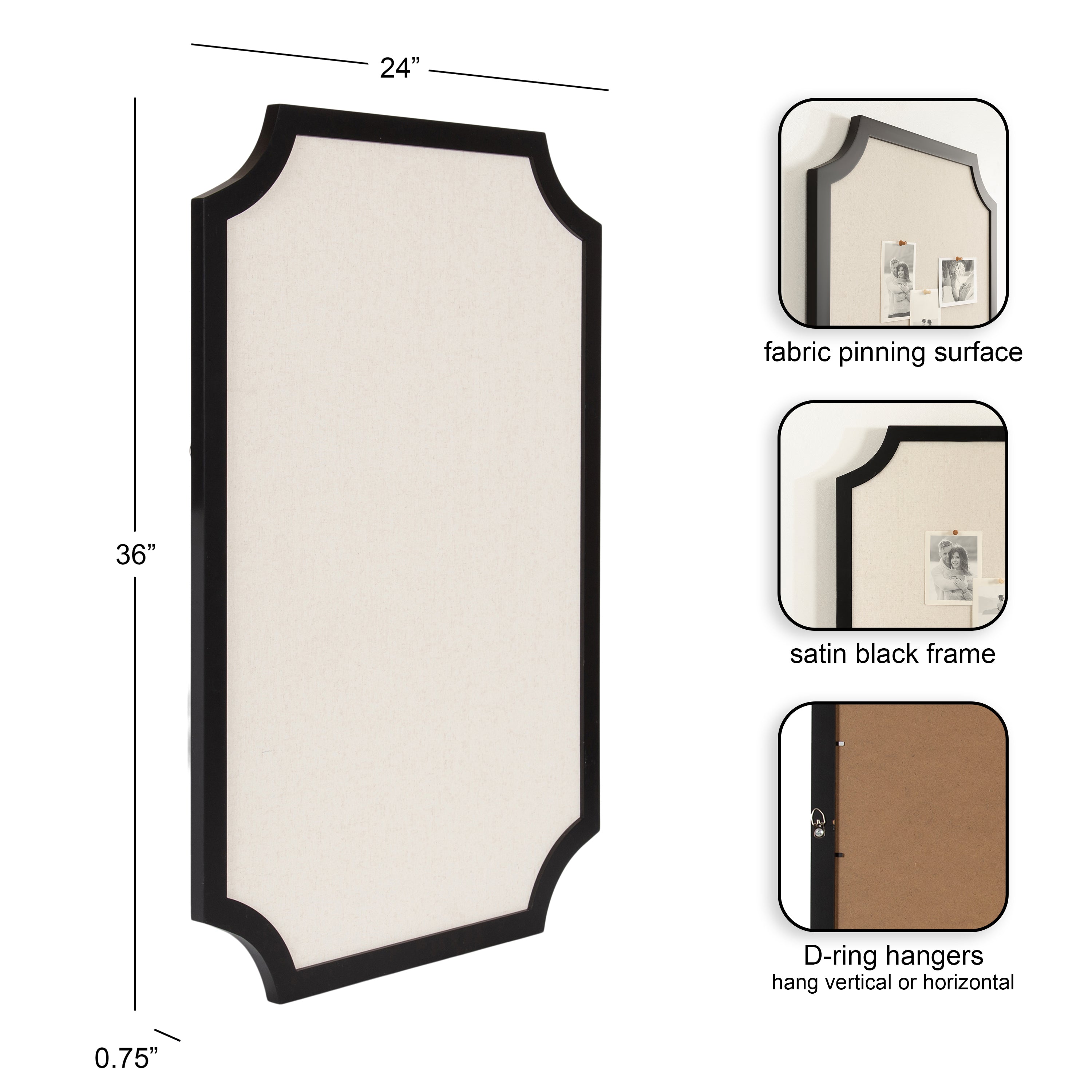 Holbrook Scalloped Rectangle Framed Pinboard