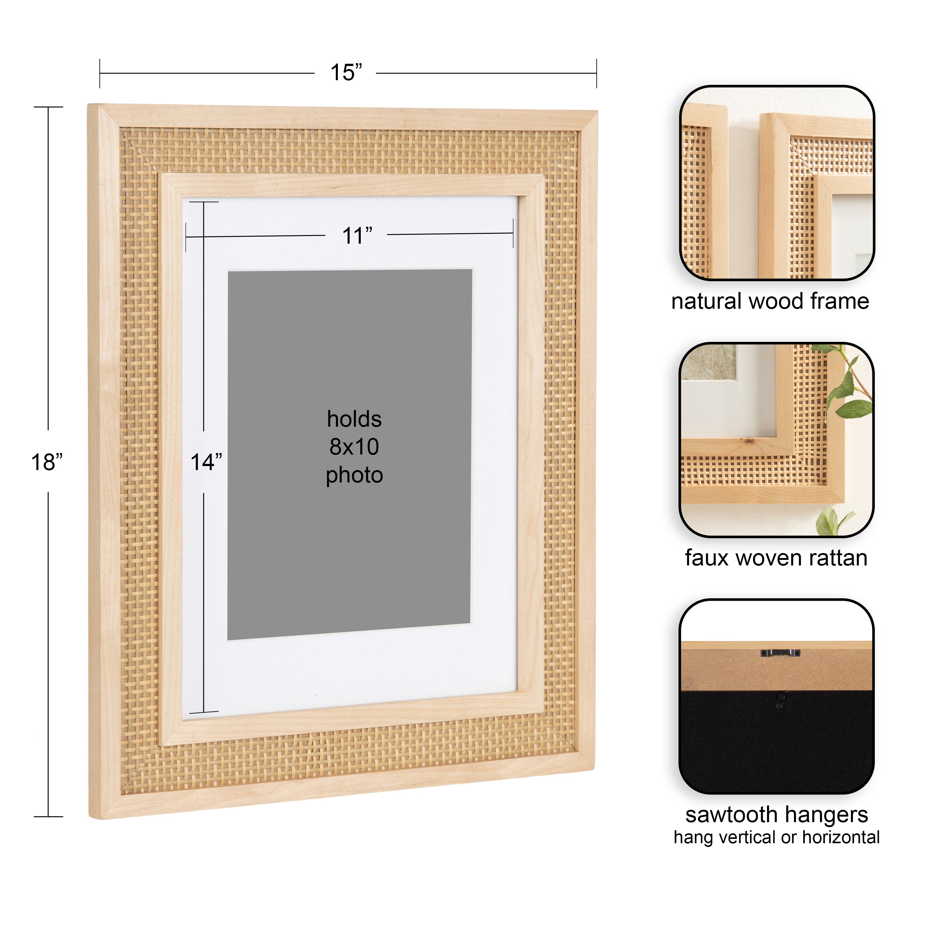 Wall Frame Natural 11x14 matted to 8x10 2