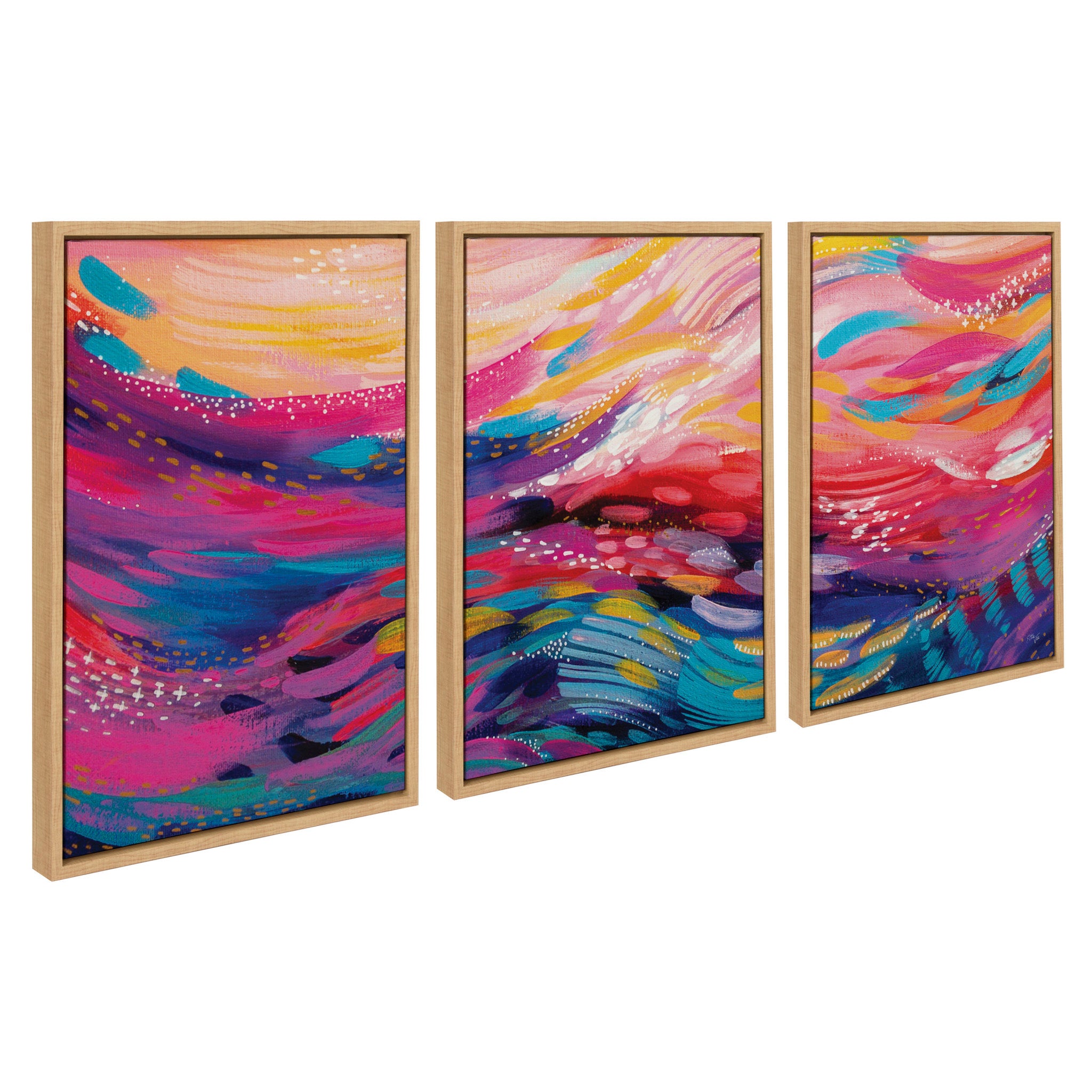 Sylvie EV Brush Strokes 90 A, B and C Framed Canvas Art Set by Jessi Raulet of Ettavee