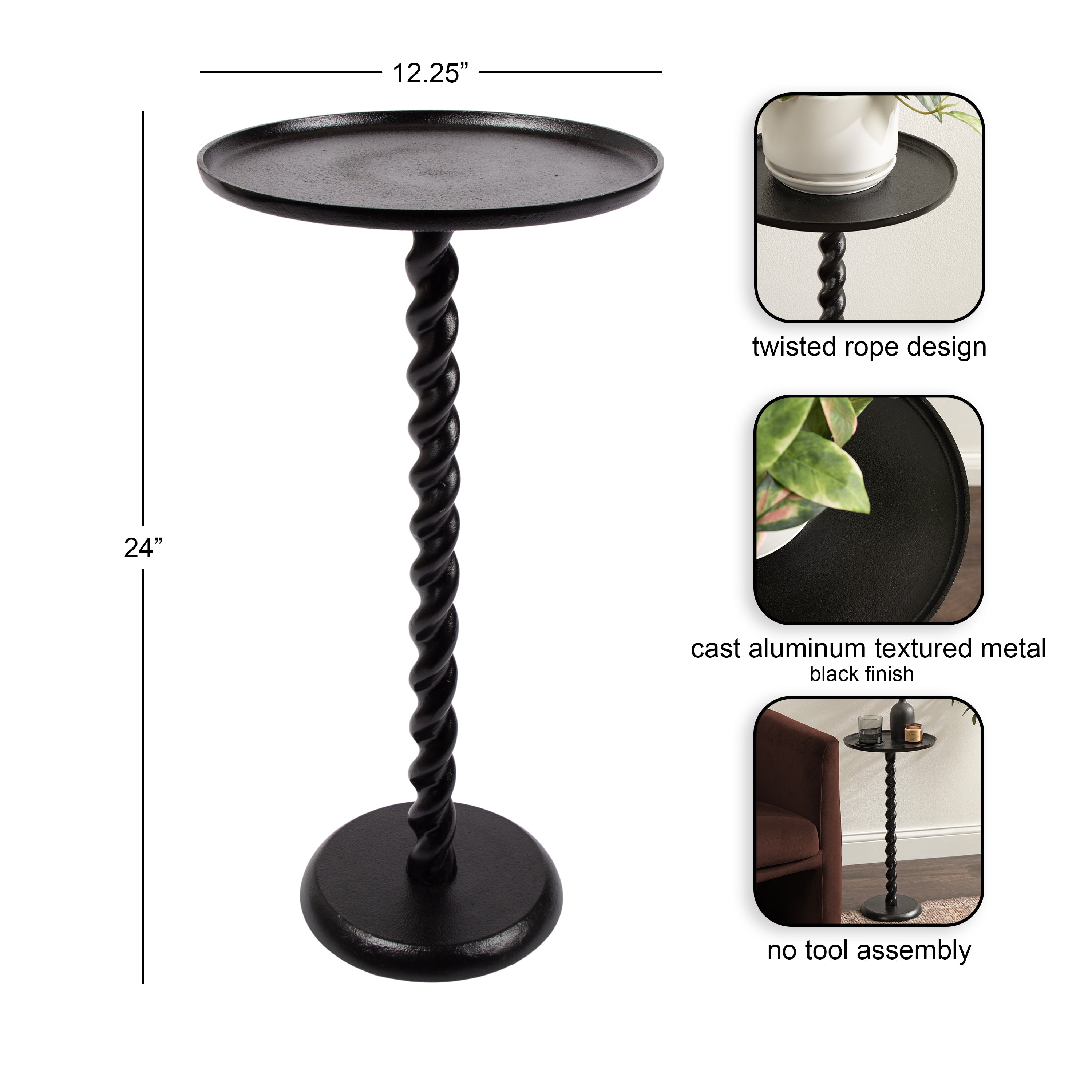 Side Table 13x13x24 Black 2