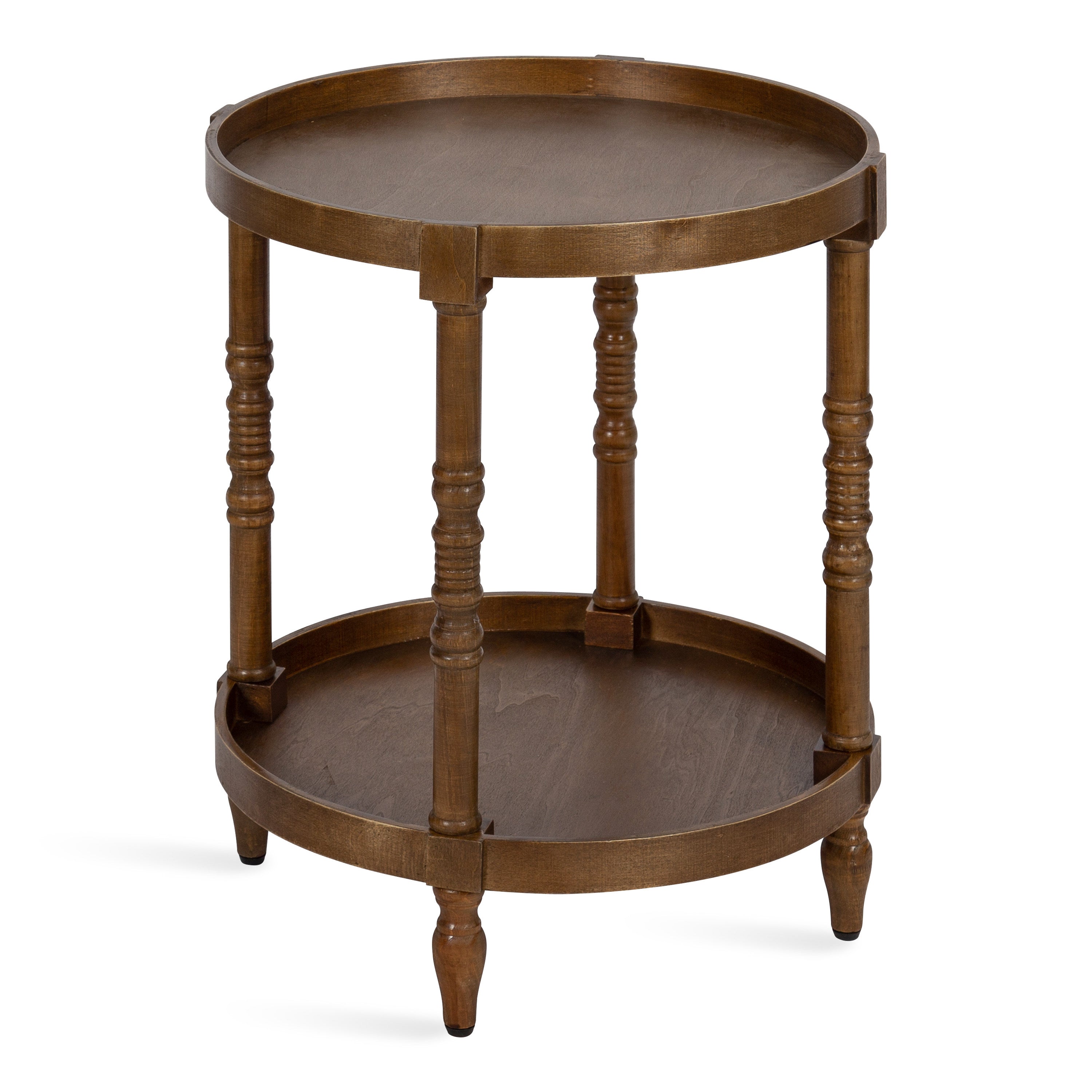 Bellport Round Wood Side Table with Shelf