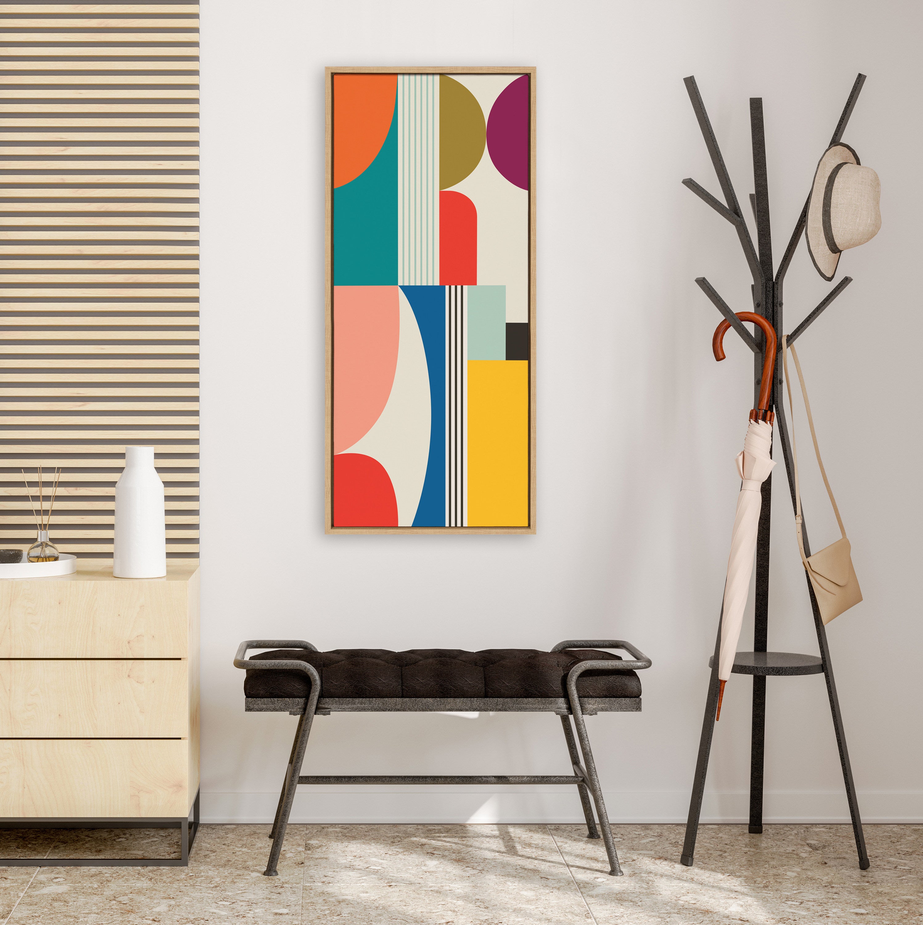 Sylvie Mid Century Modern Pattern Framed Canvas by Rachel Lee of My Dream Wall