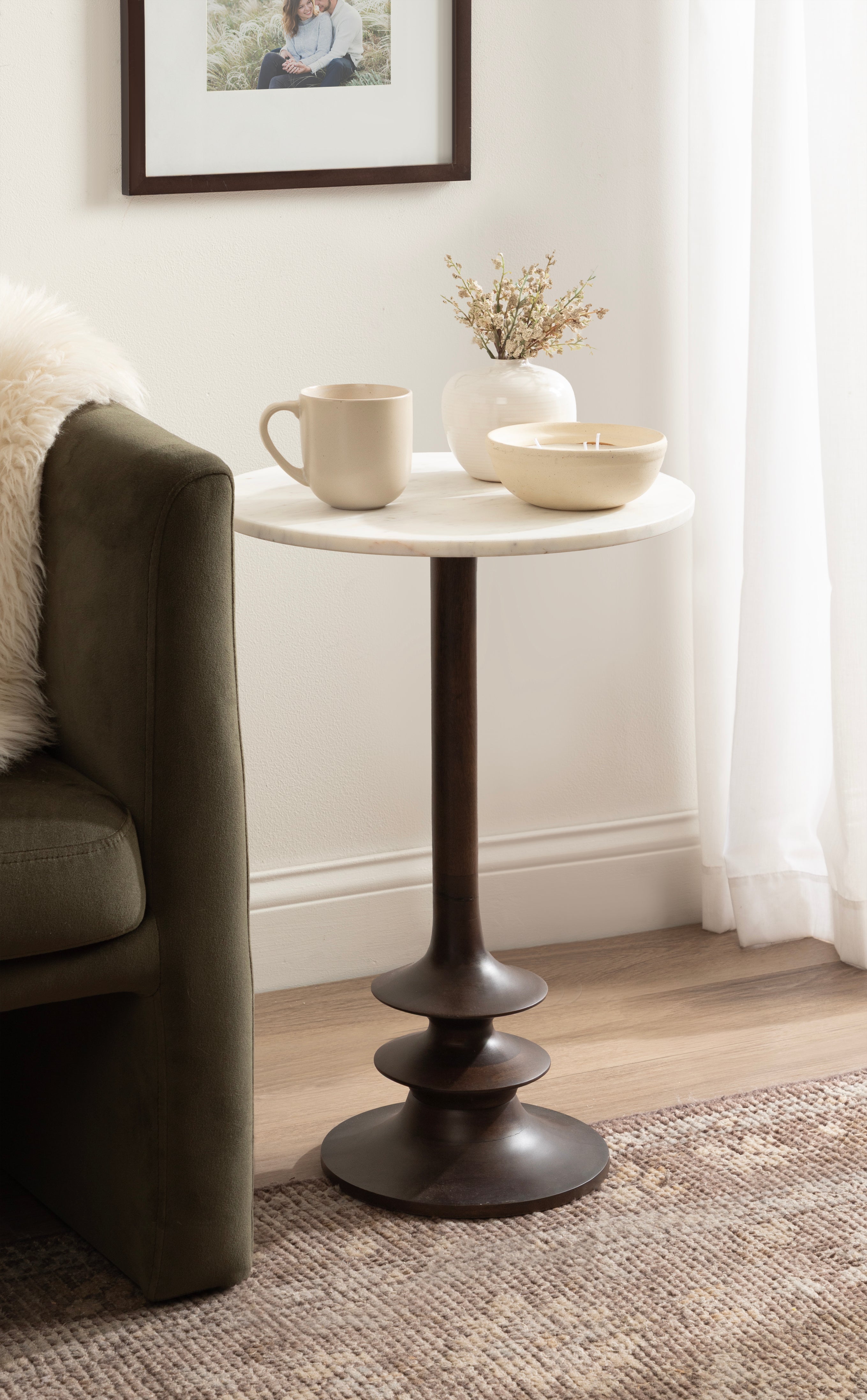 Side Table White Dark Brown 16x16x24 6
