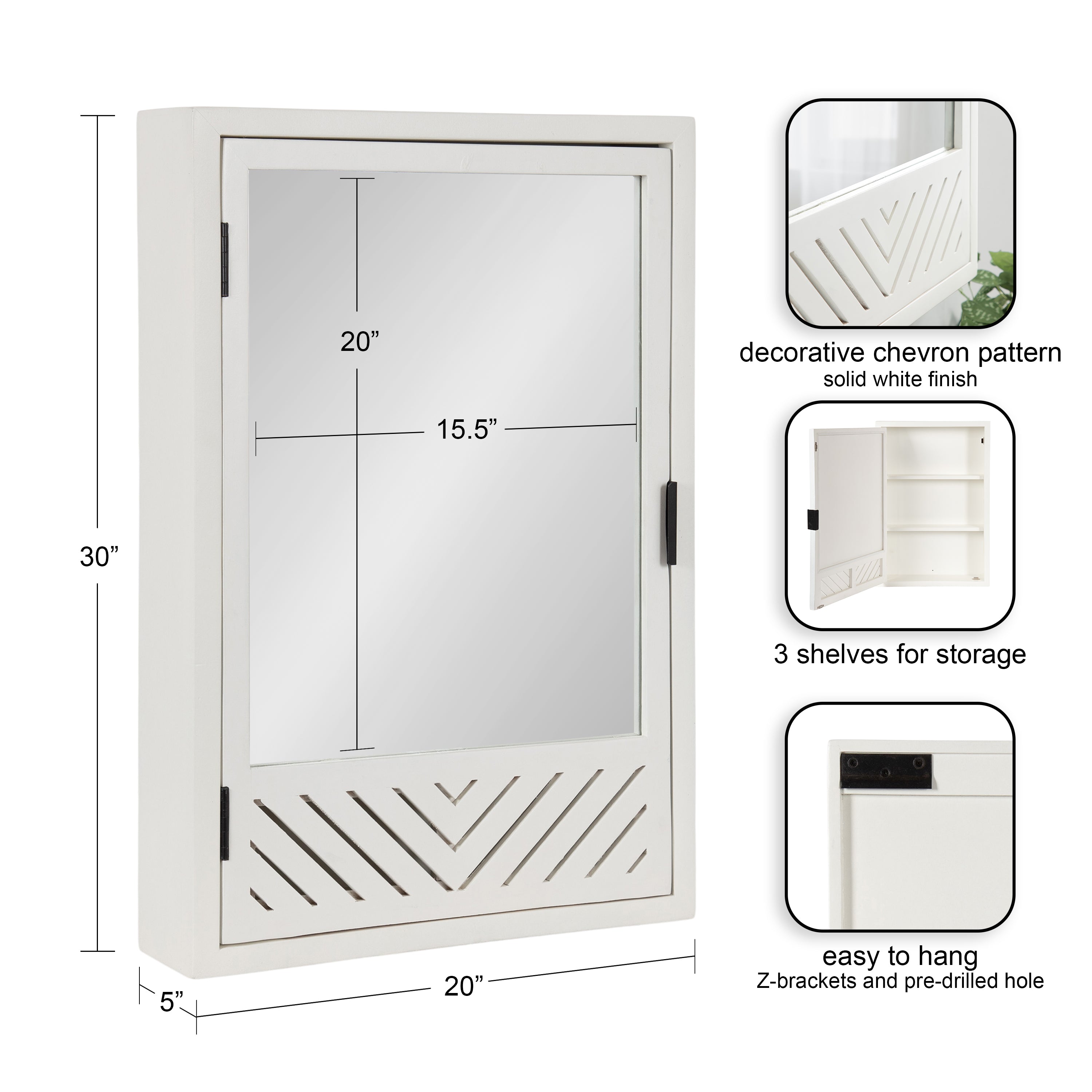 Medicine Cabinet White 20x5x30 2