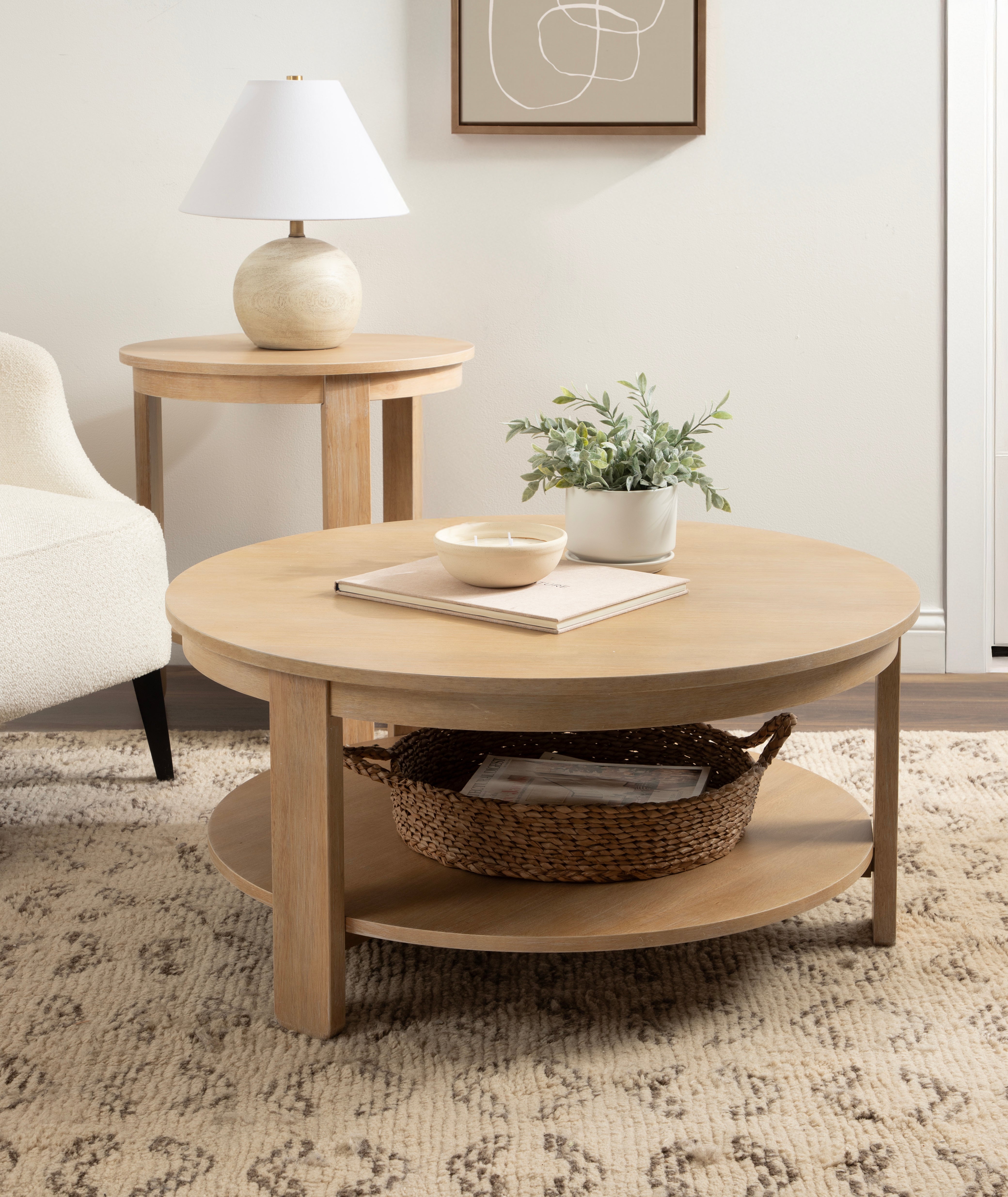 Coffee Table Natural Beige 34x34x17 7
