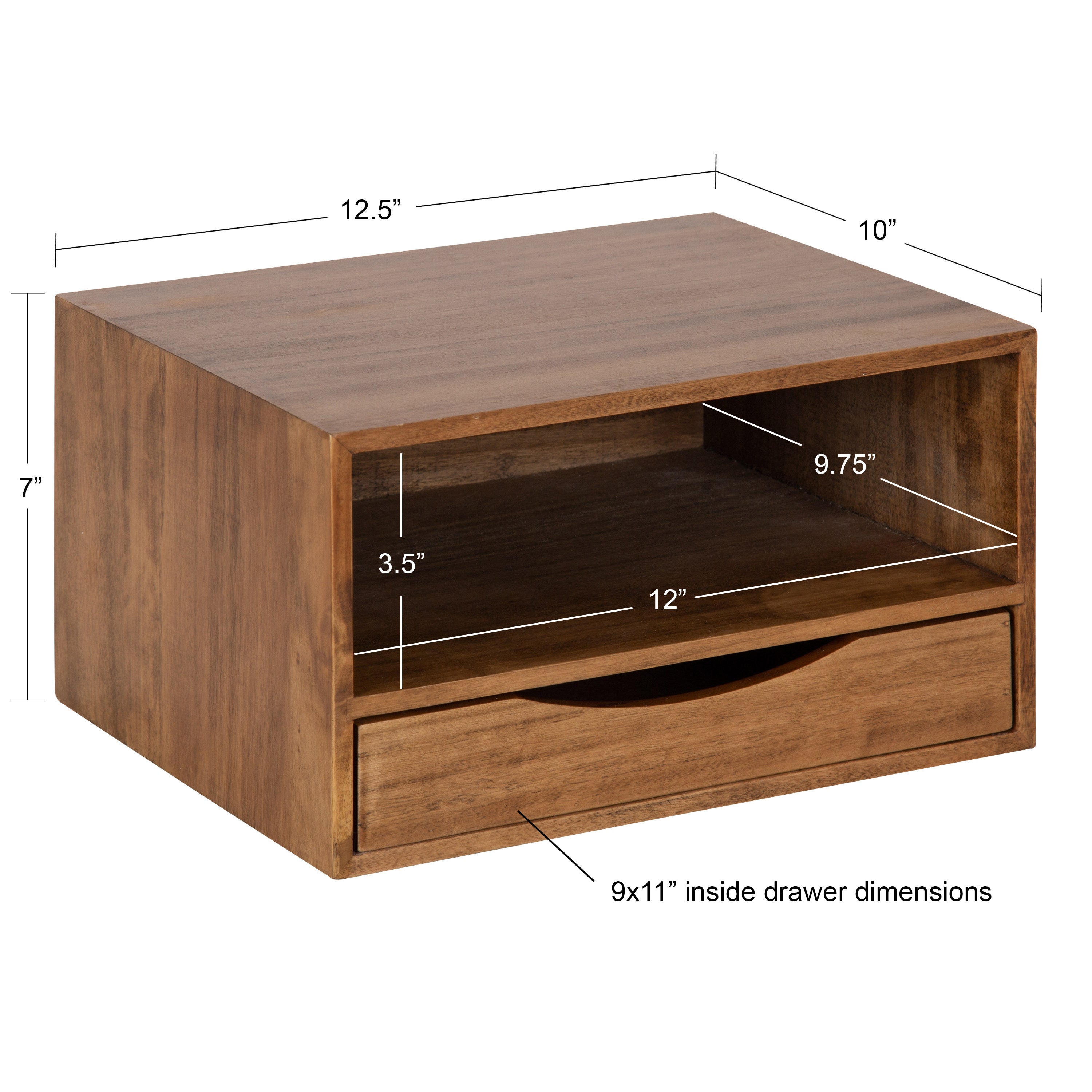Floating Side Table Rustic Brown 12.5x10x7 2
