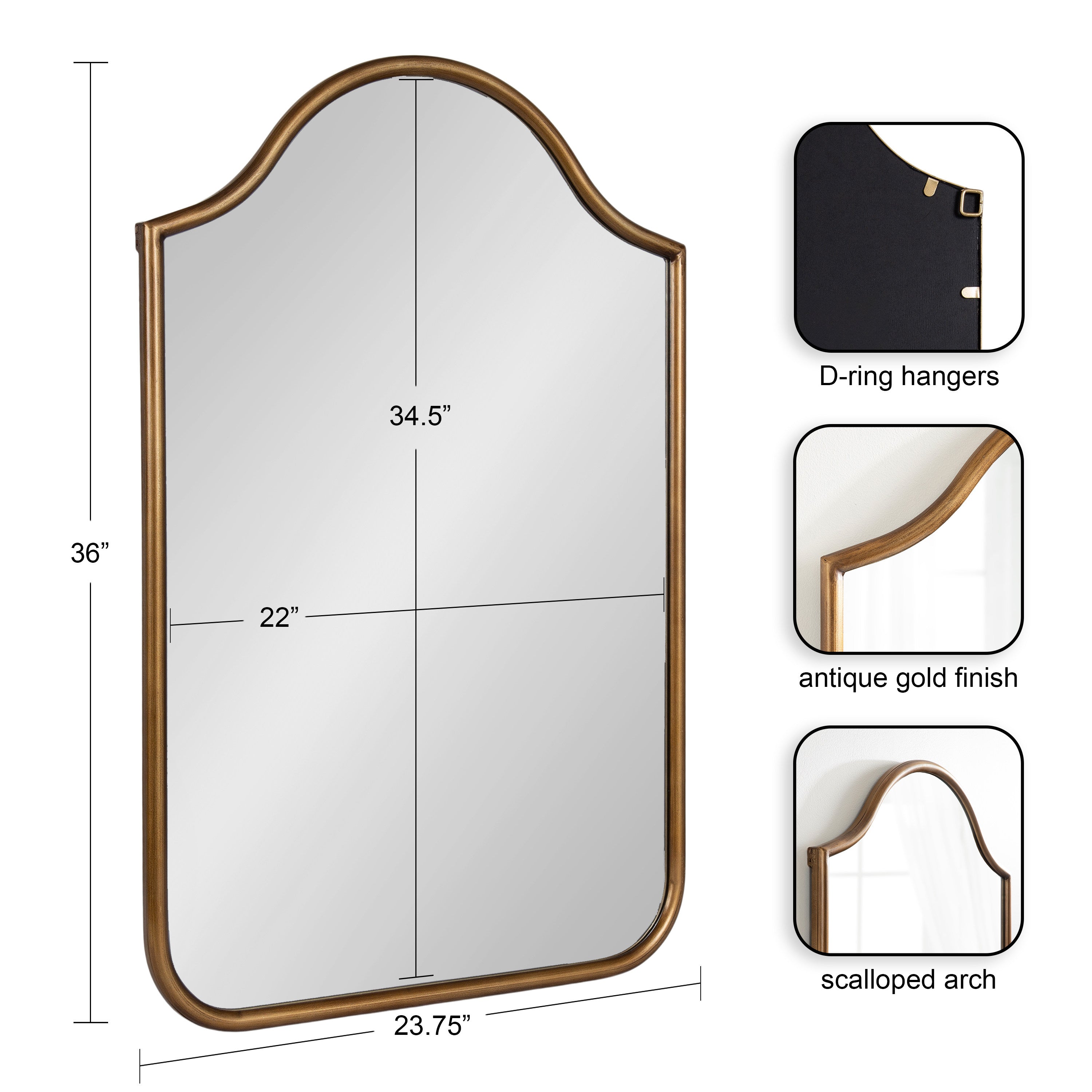 Arch Mirror 24x36 Gold 2