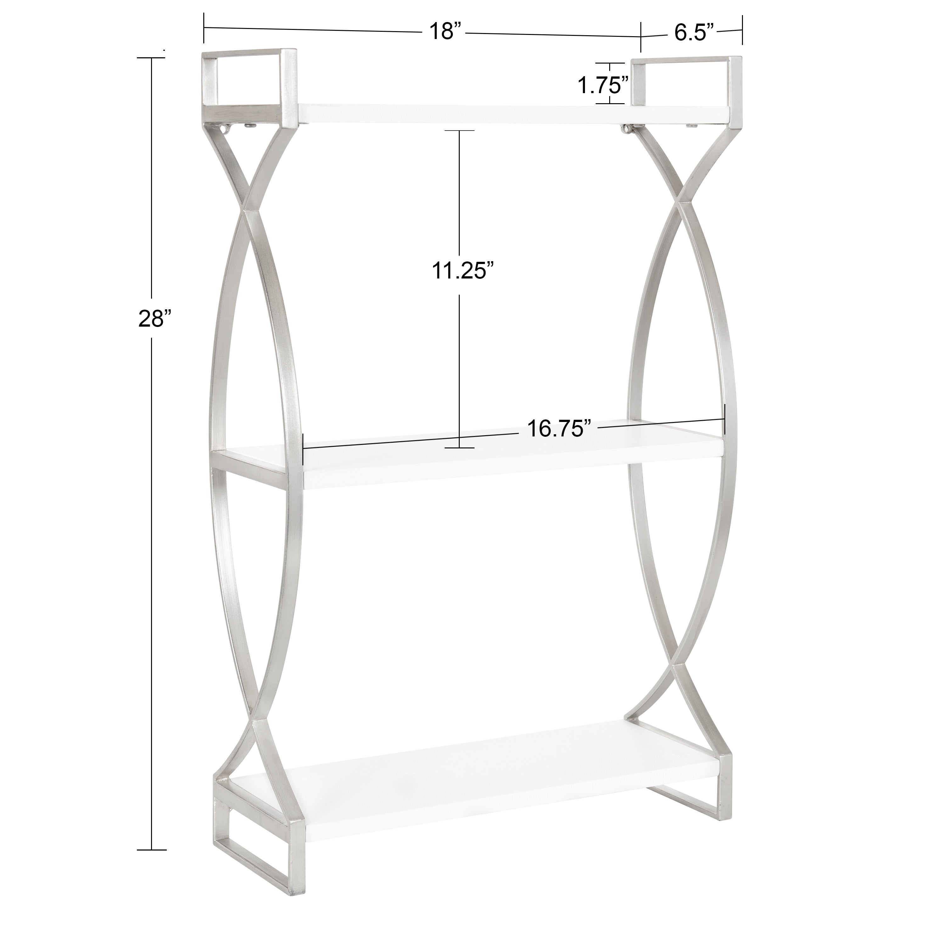 Accent Shelf 18x7x28 Silver White 2