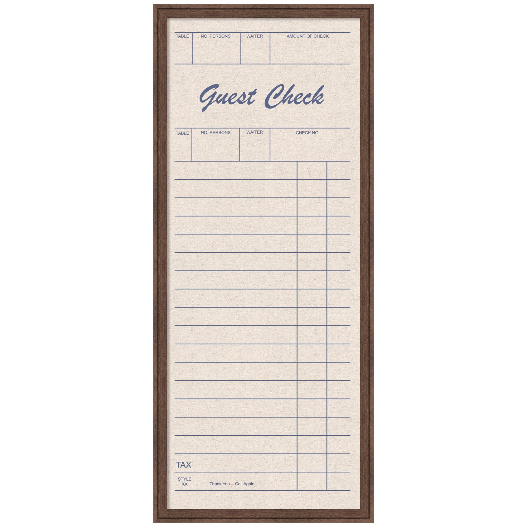 Framed Fabric Pinboard Linen Guest Check Wall Organization