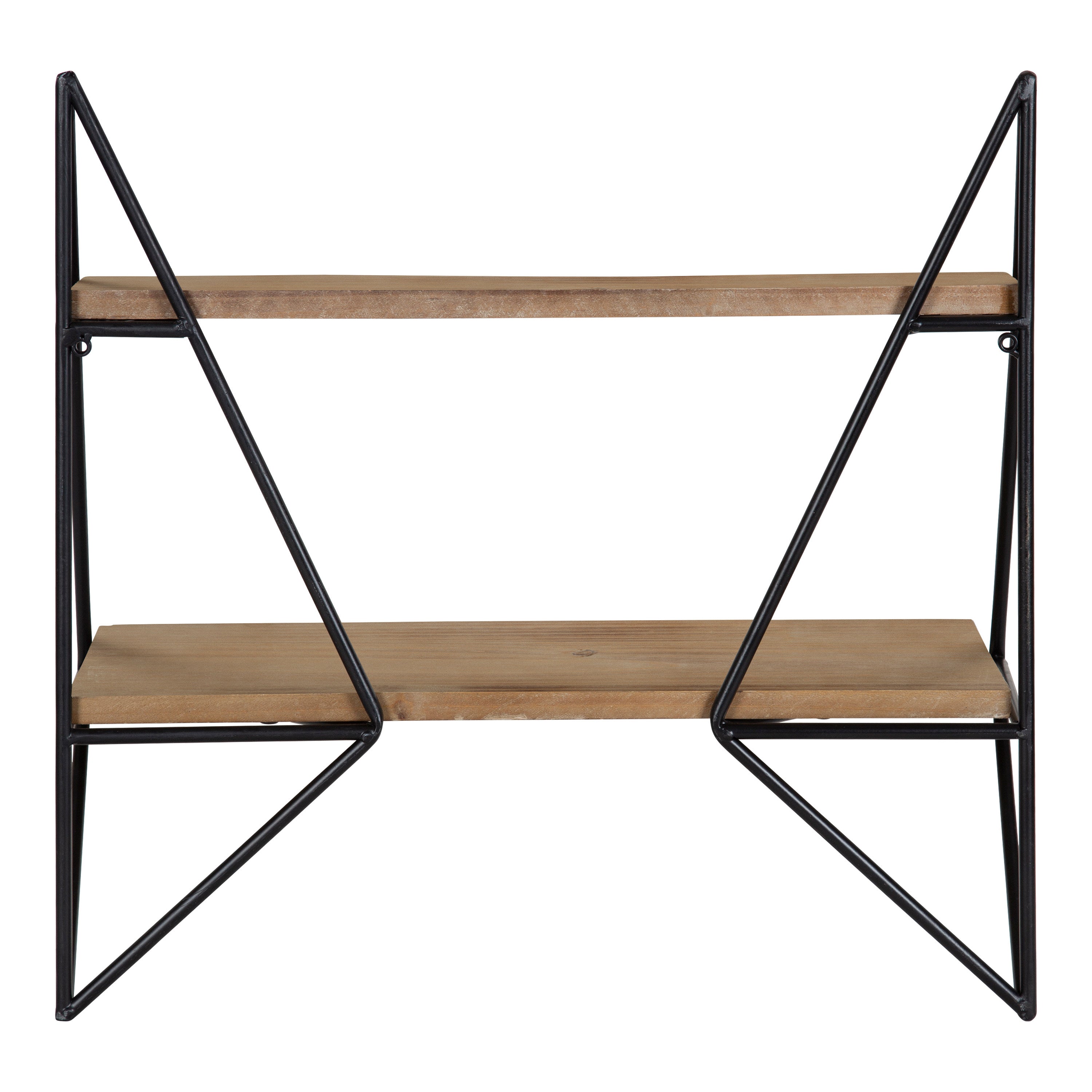 Accent Shelf Rustic Brown Black 2 Shelves 5