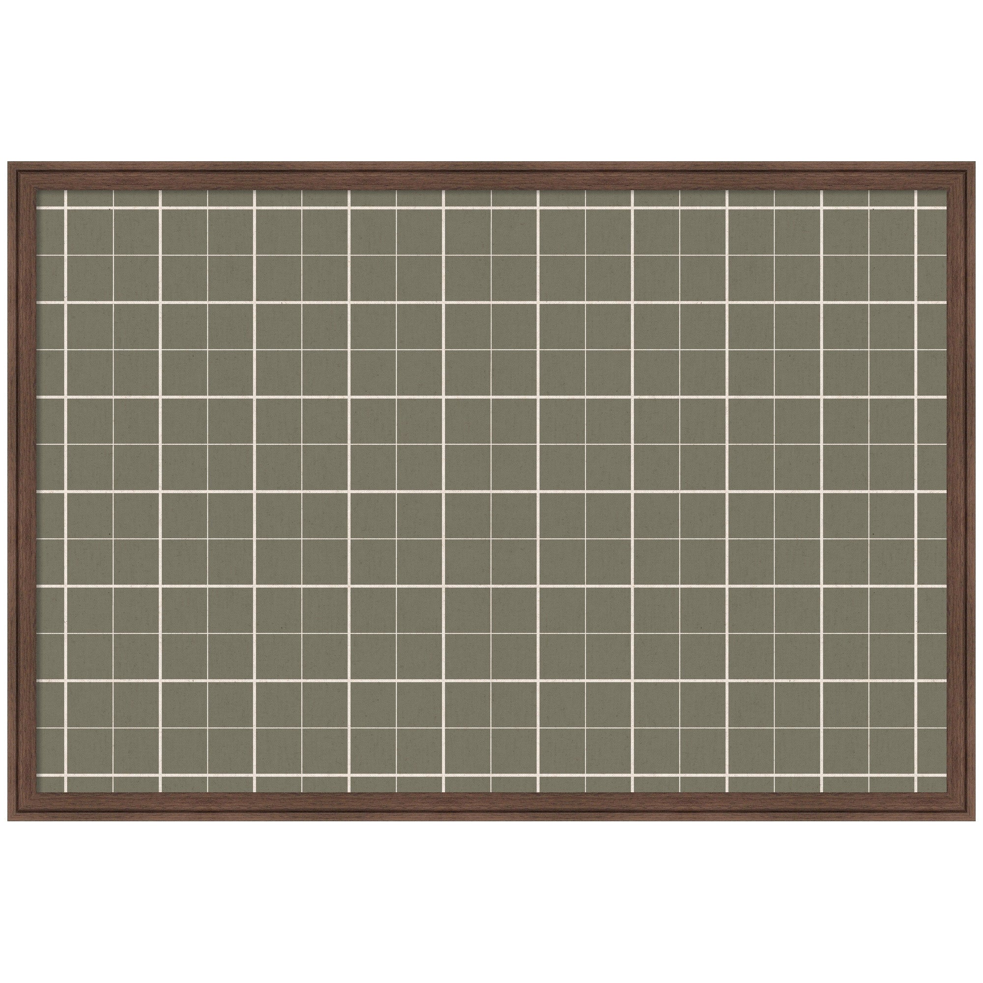 Framed Fabric Pinboard Sage Green Plaid Wall Organization