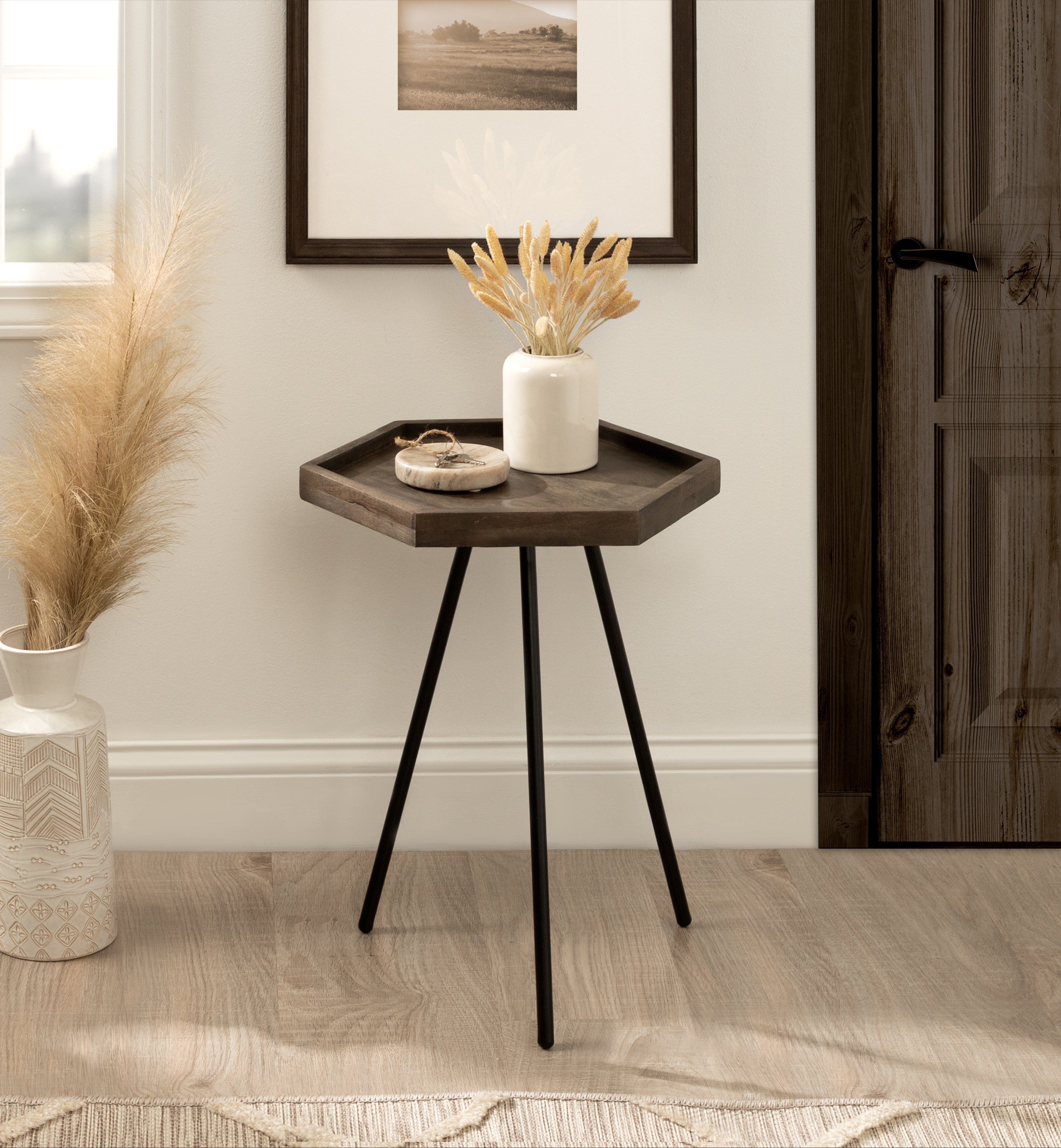 Side Table Gray Black 17x15x20 6