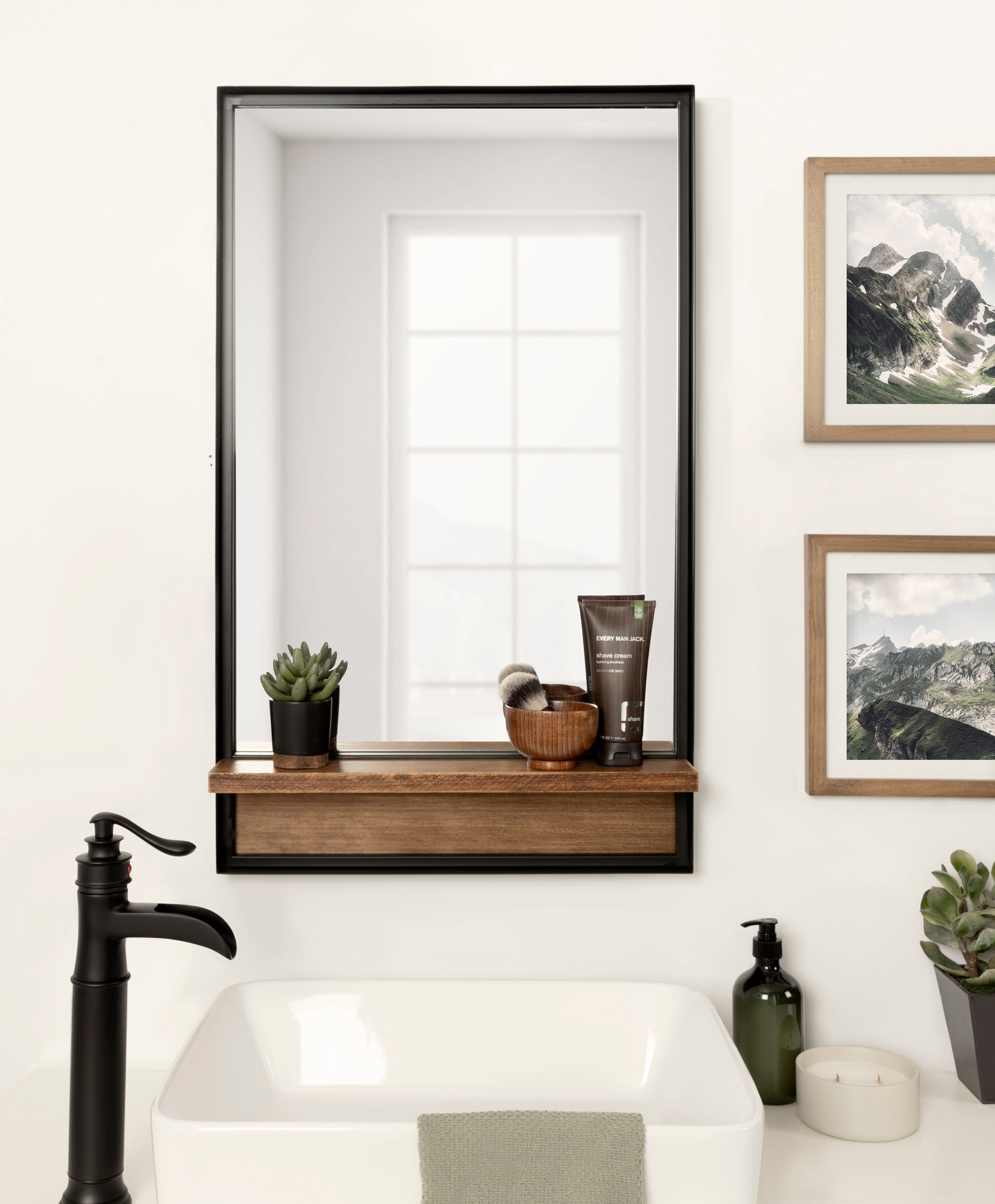 Kate and Laurel Owing Farmhouse Rectangle Wall Mirror with Shelf