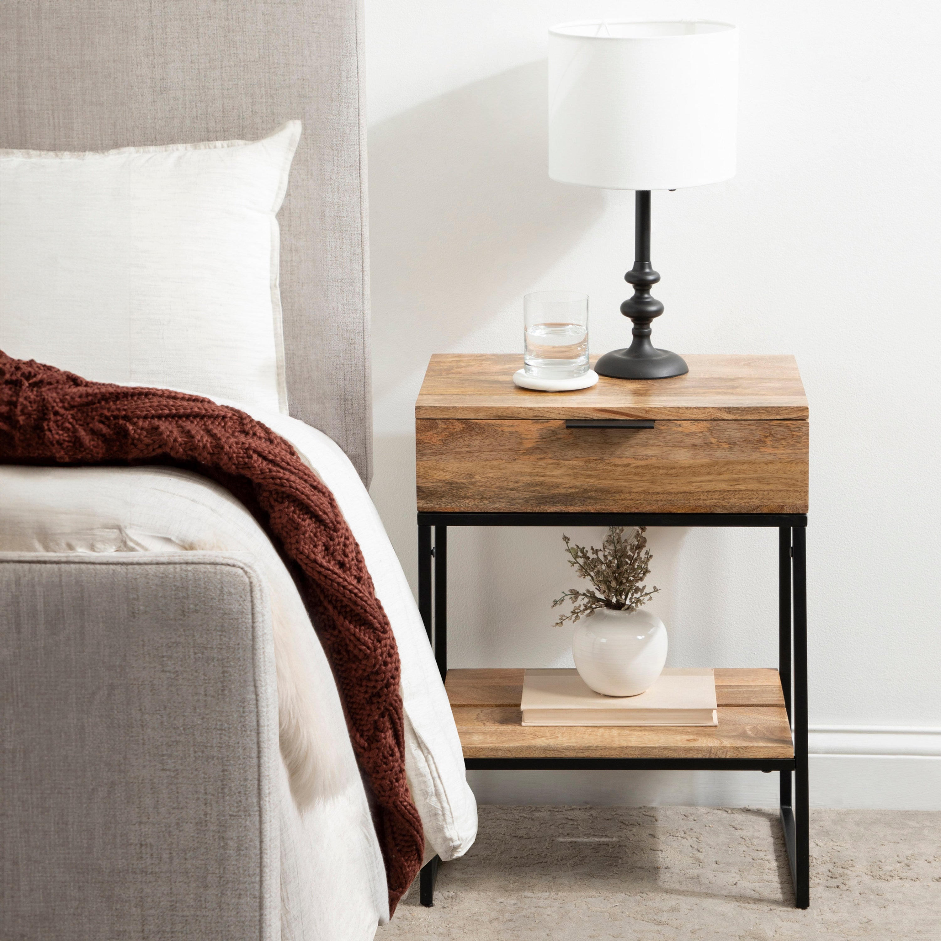 Side Table Natural Black 18x13x24 7