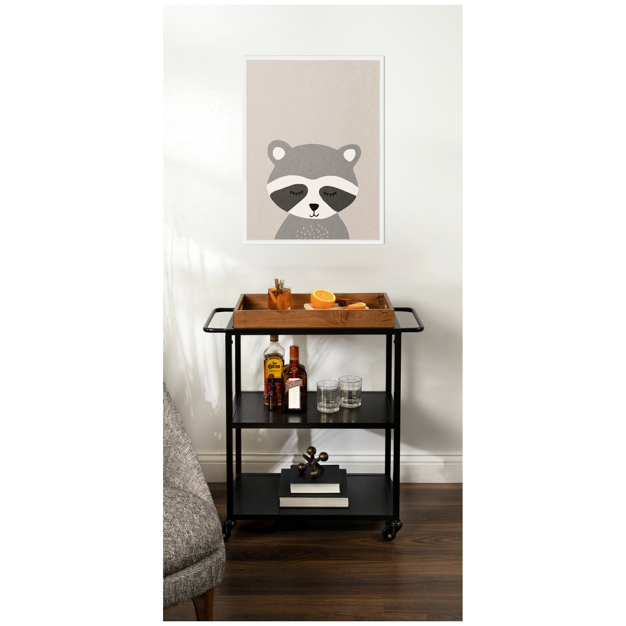 Raccoon by July Art Prints Framed Canvas Wall Art Print