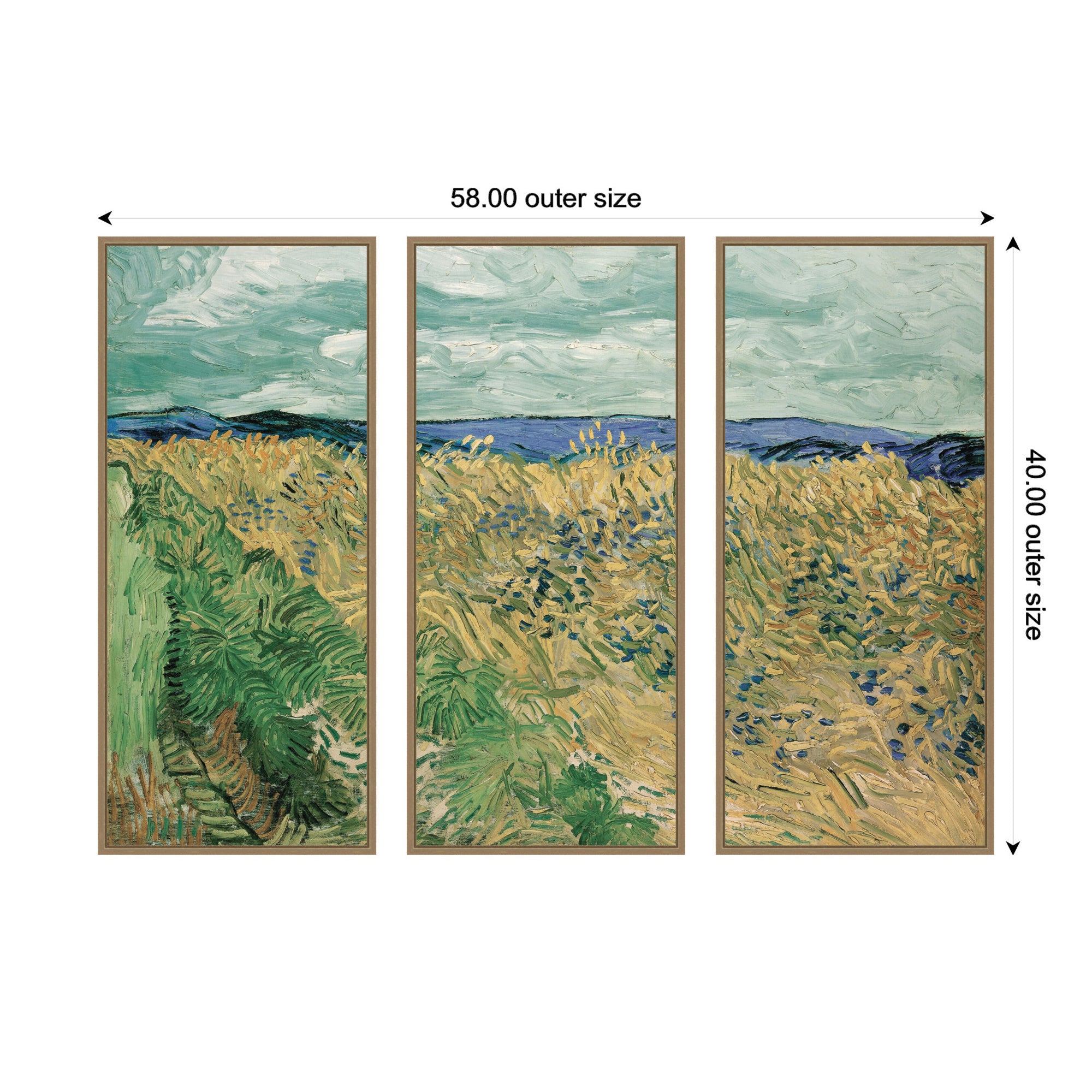 Art Set 3 Piece Set 18x40 Sylvie Dark Gold 2