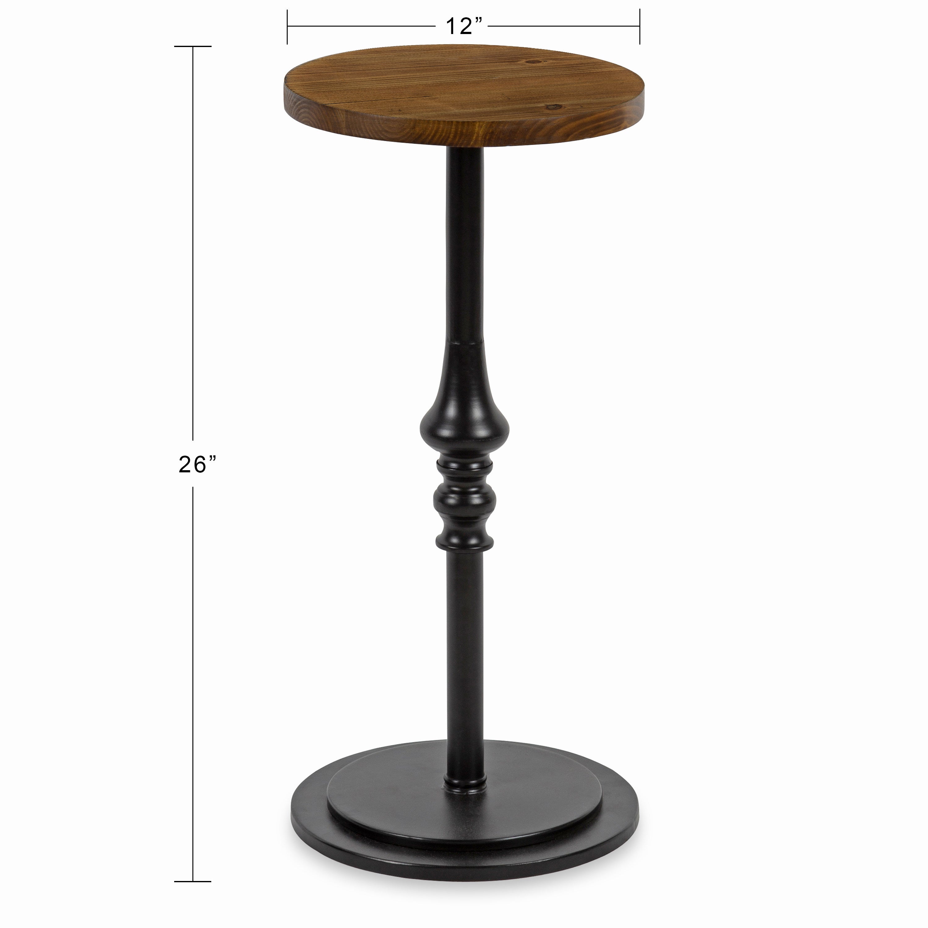 Drink Table Rustic Brown Black 12x12x26 2