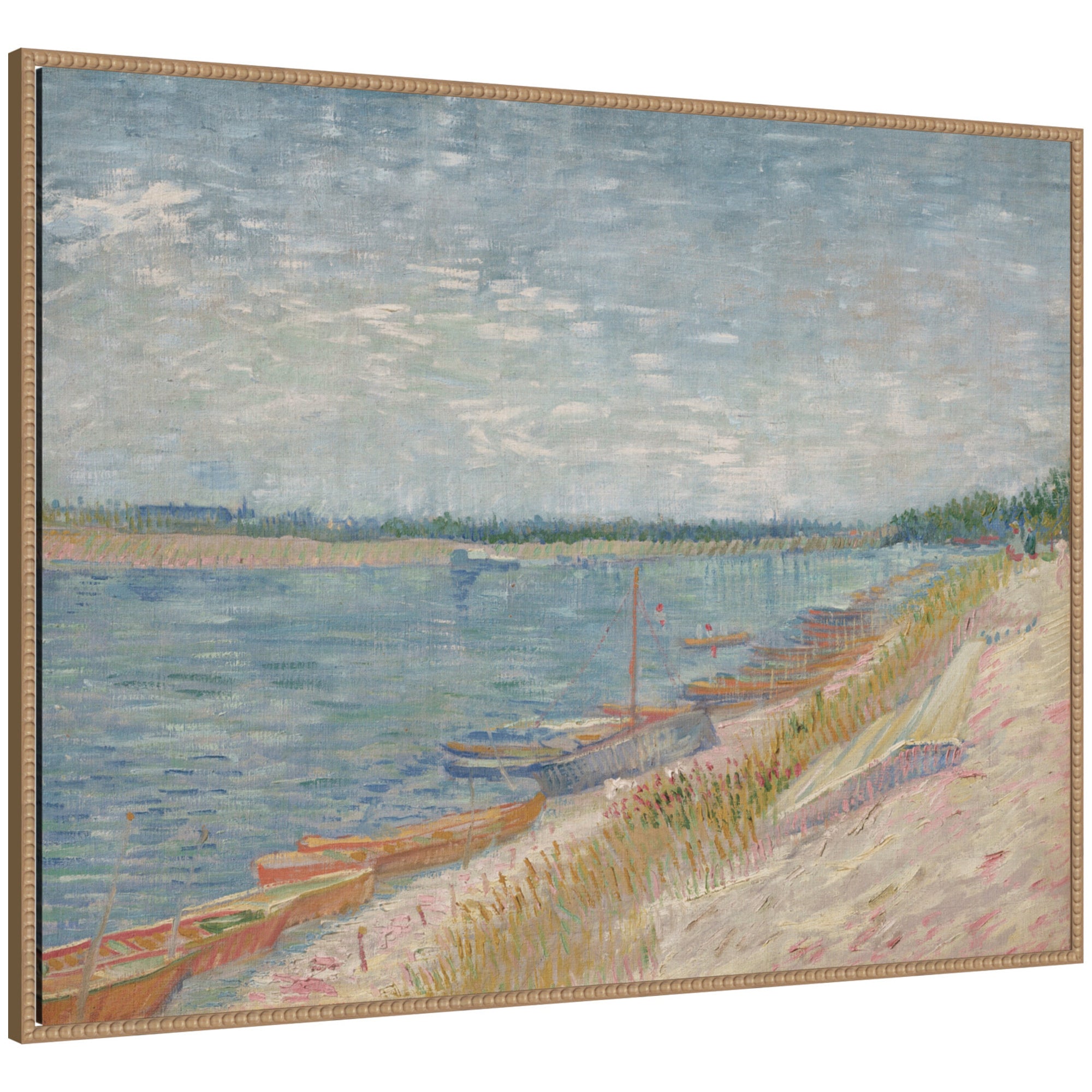 Framed Canvas Sylvie Beaded Rustic Natural 42x32 1