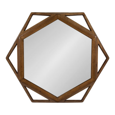 Hexagon Mirror Brown 27" Diameter 1