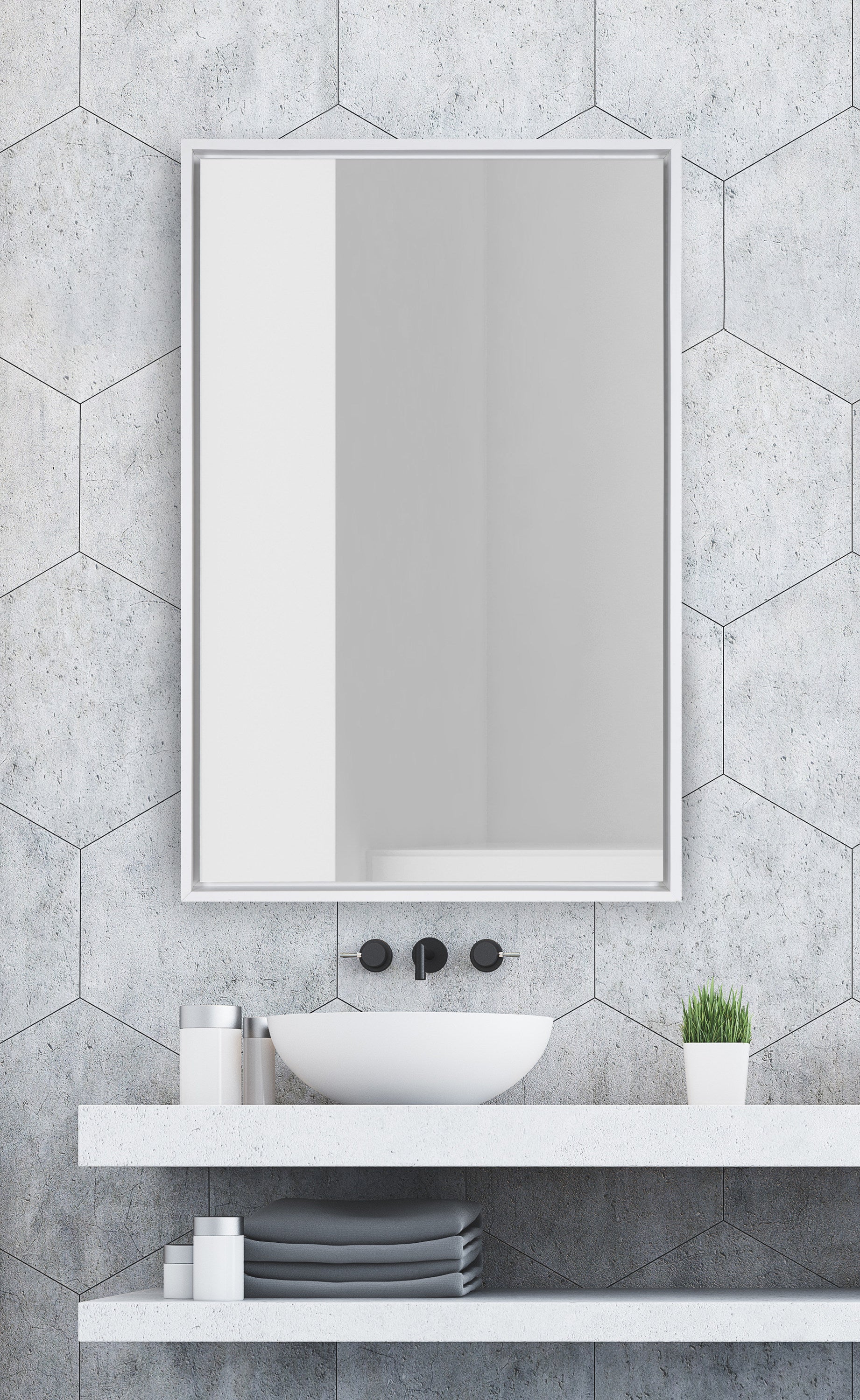 Rectangle Mirror White 24x36 6