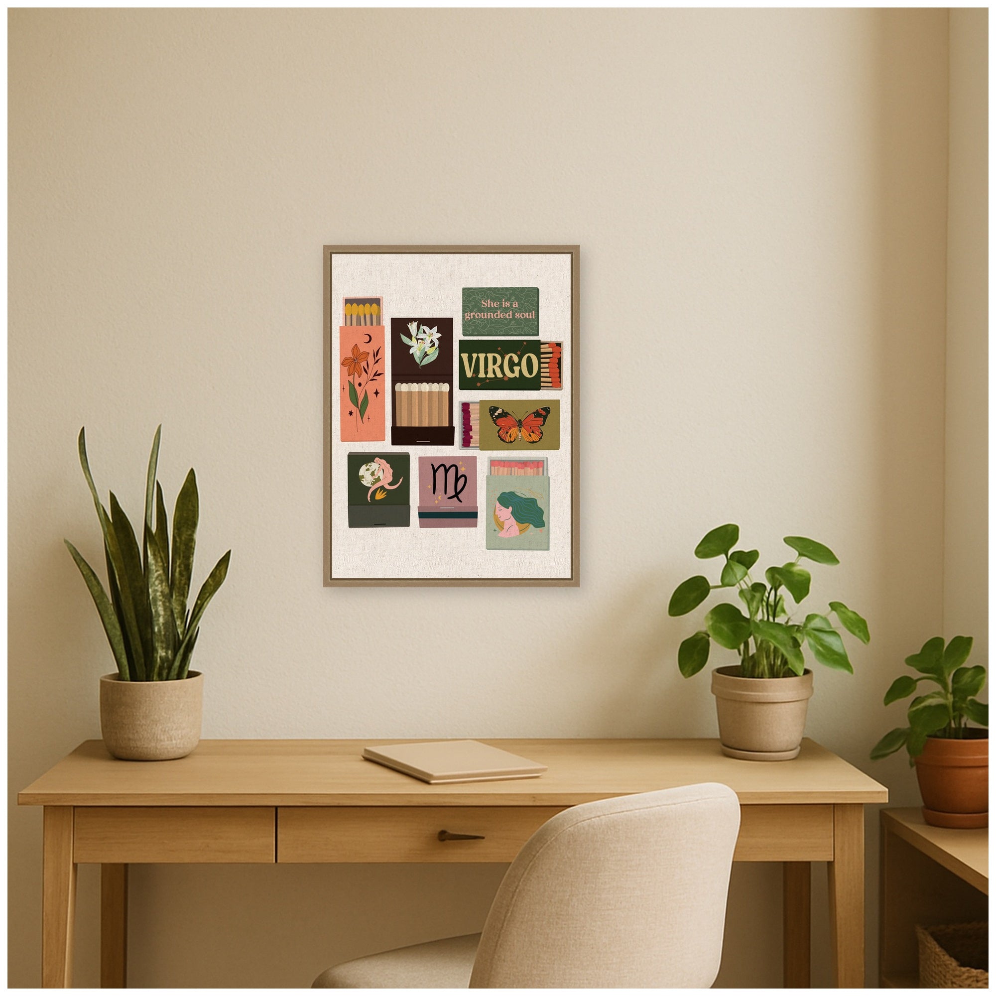 Virgo Matchbook Linen FC by Megan Ryan Framed Canvas Wall Art Print
