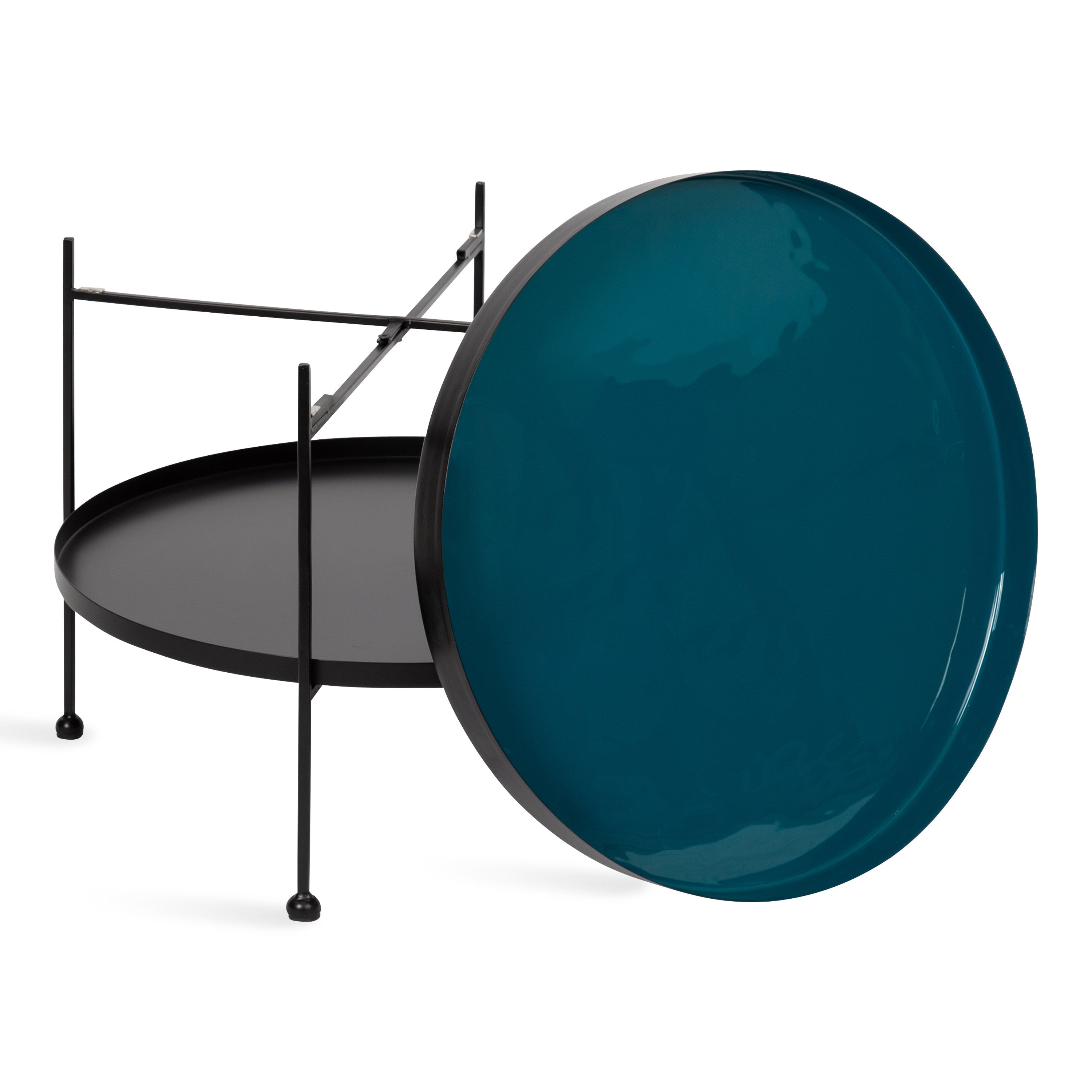 Coffee Table 26" Diameter Teal Black 5