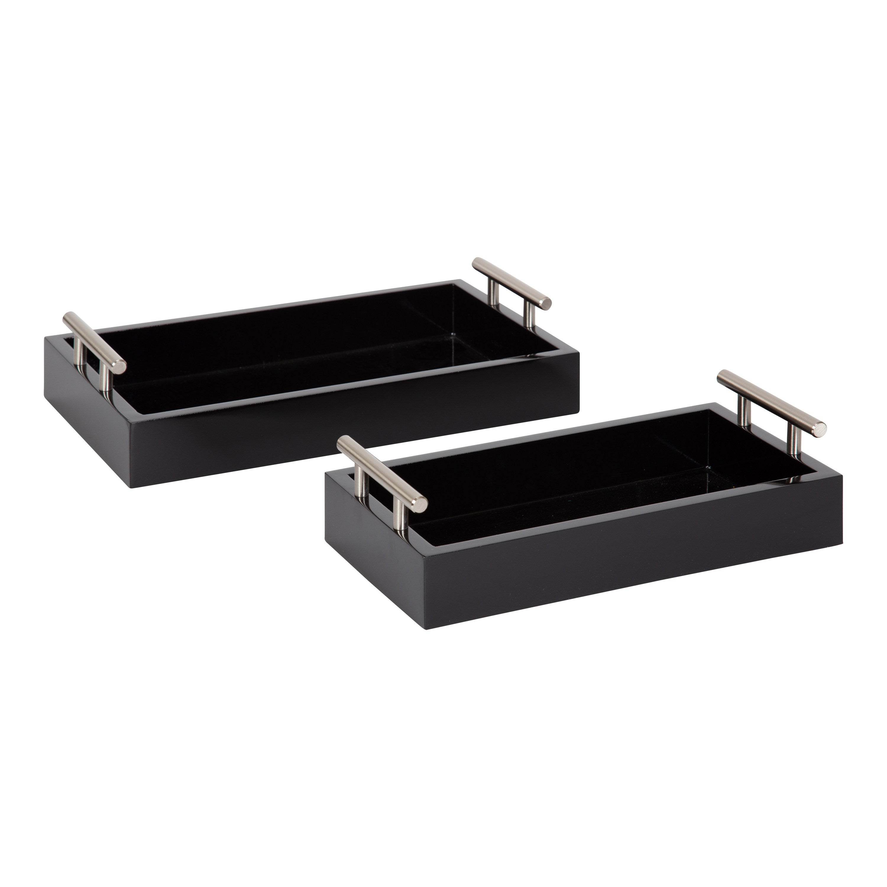 Tray Set Black Silver 2 Piece 1