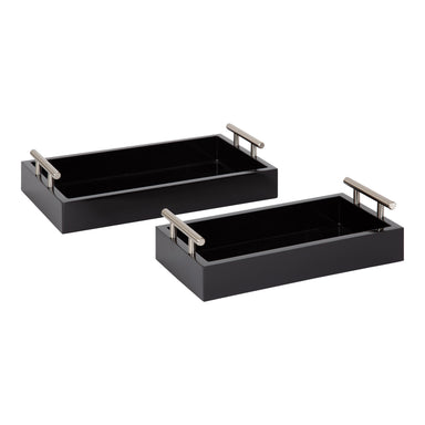 Tray Set Black Silver 2 Piece 1