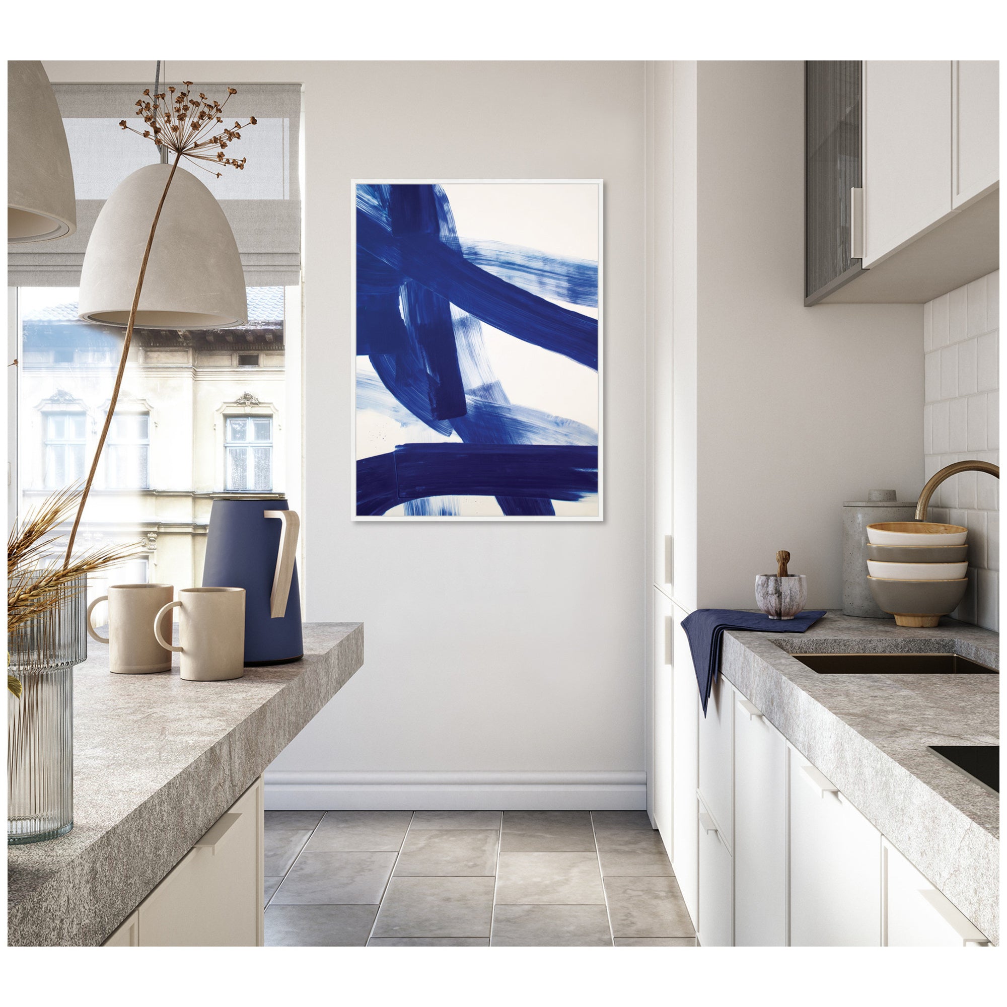 Cobalt Mark No. 1 by Amy Lighthall Framed Canvas Wall Art Print