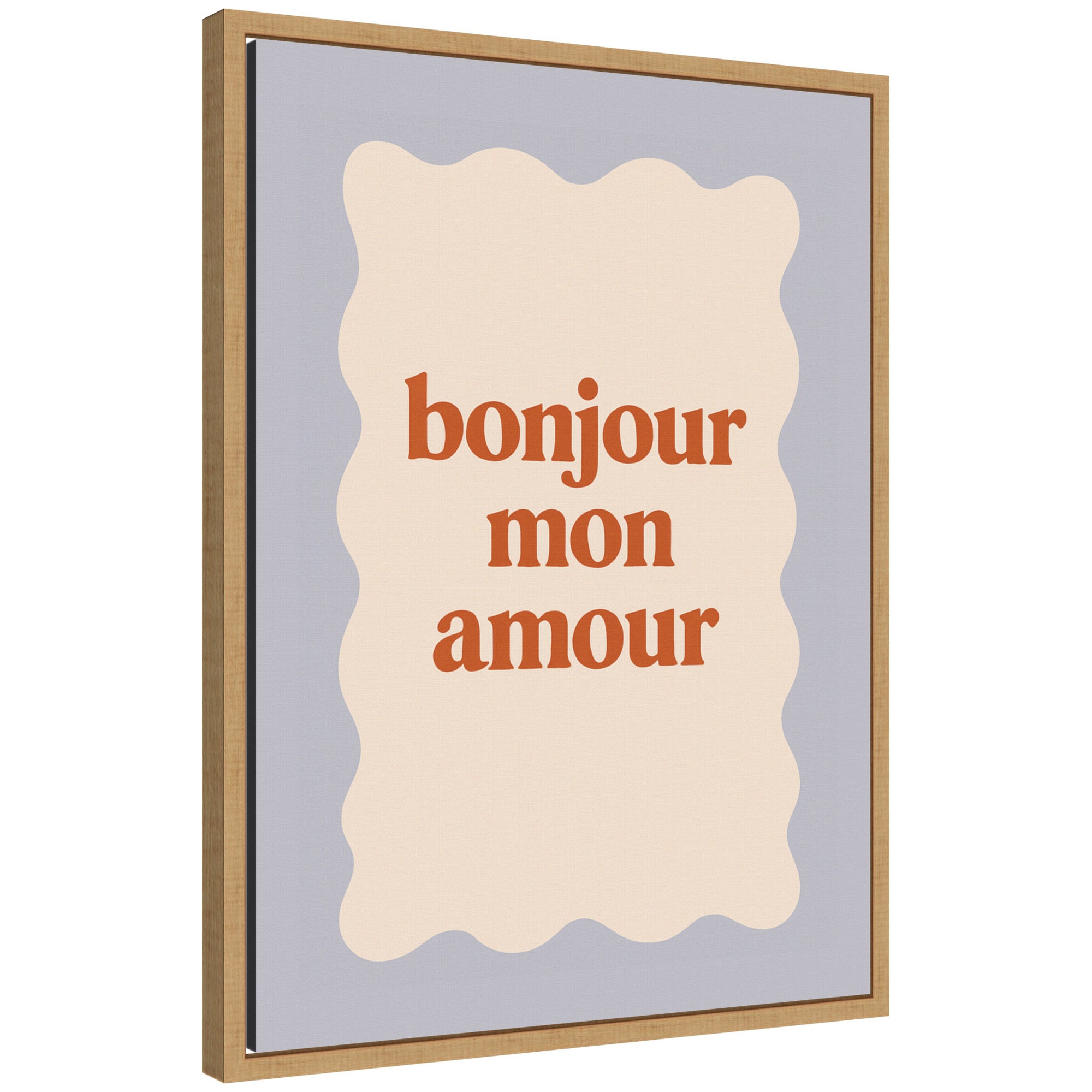 Bonjour Mon Amour Love Quote by Laura Moss Framed Canvas Wall Art Print