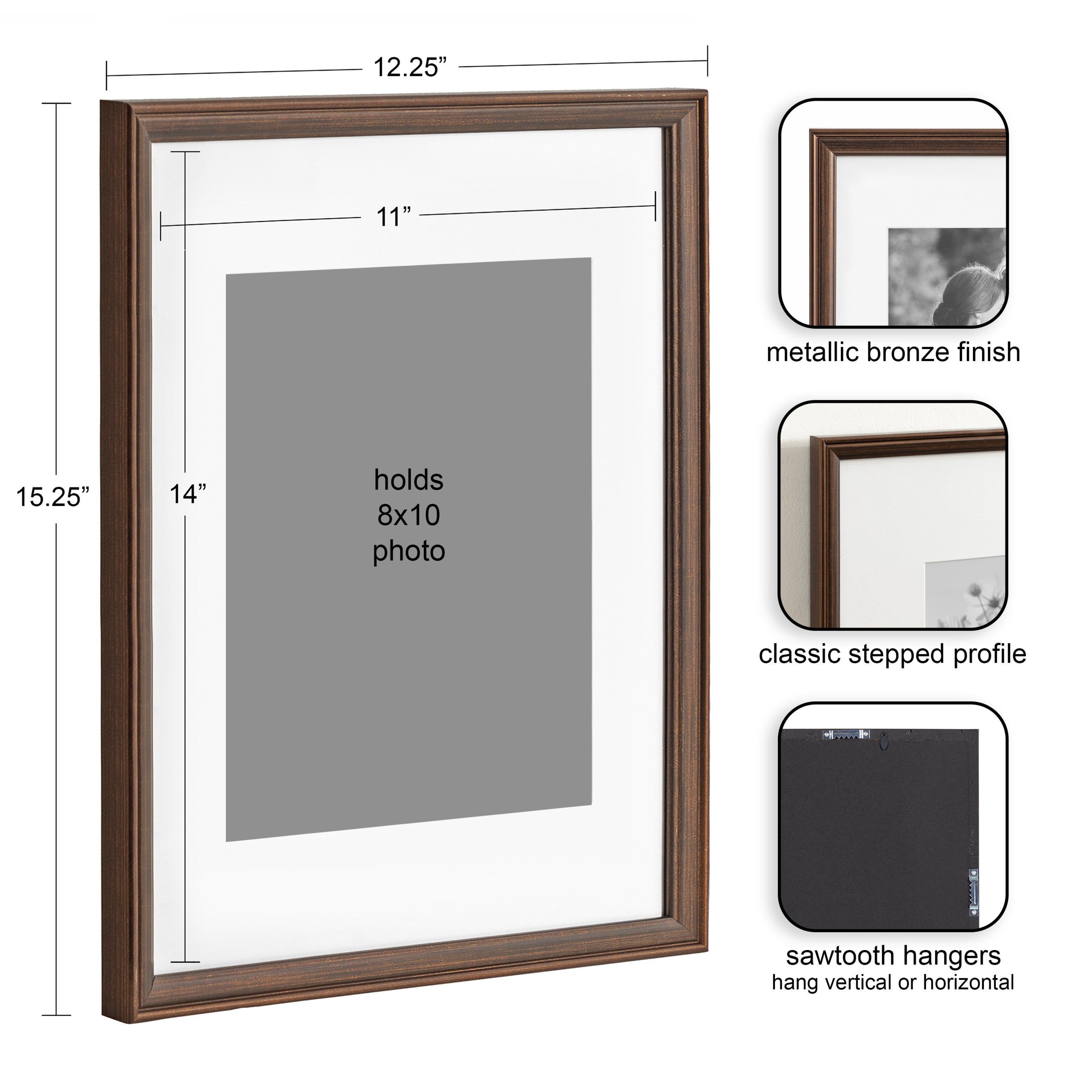 Wall Frame Bronze 11x14 matted to 8x10 2