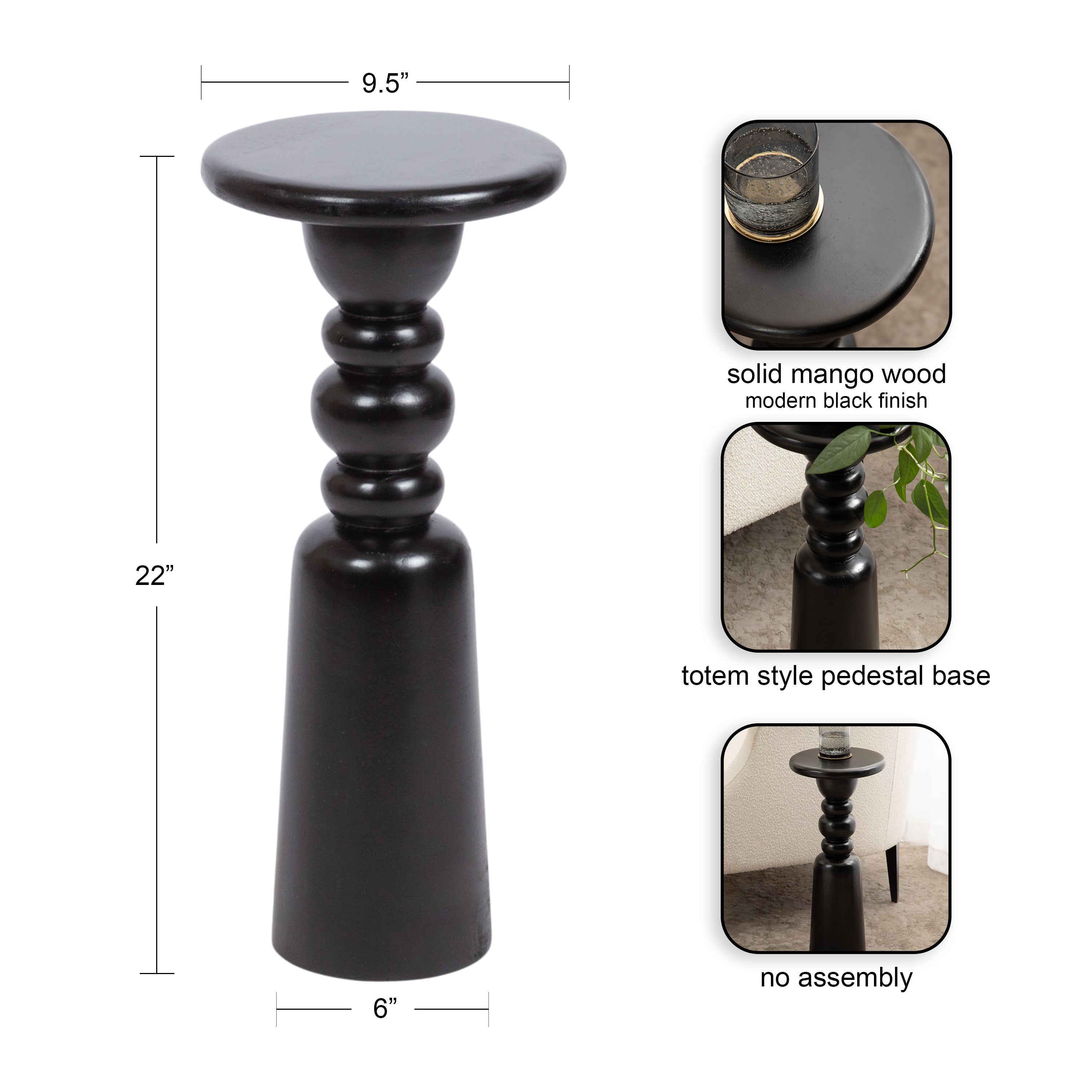 Drink Table Black 10x10x22 2