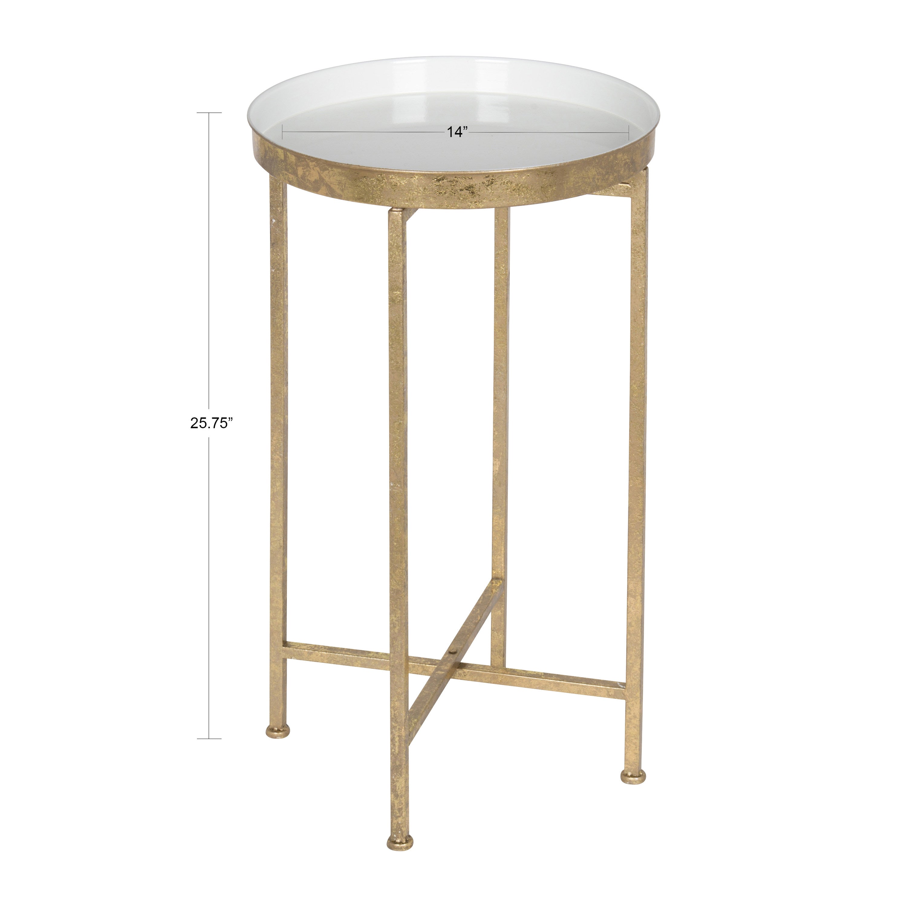 Tea Table Gold White 14x14x26 3