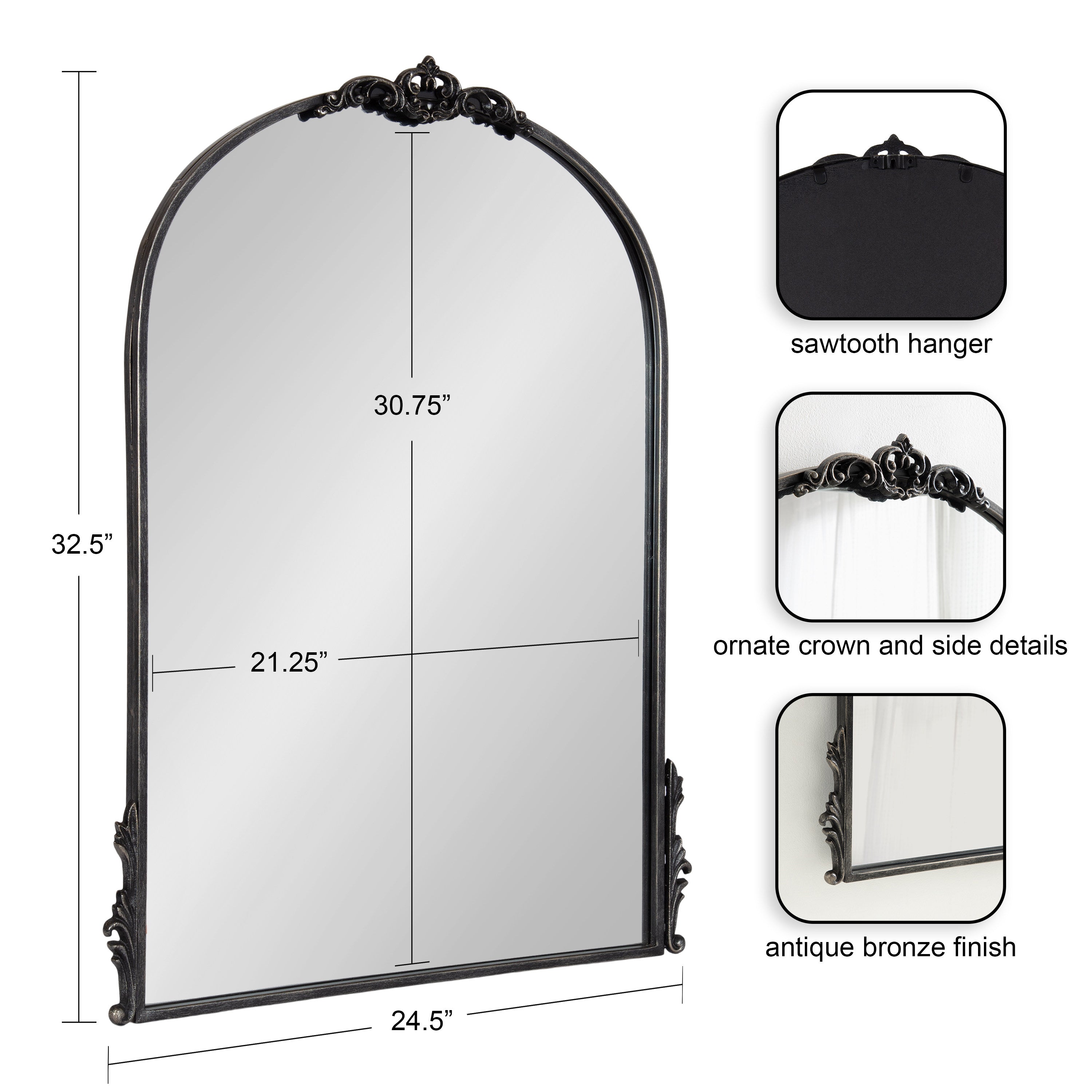 Arch Mirror Black 25x33 2