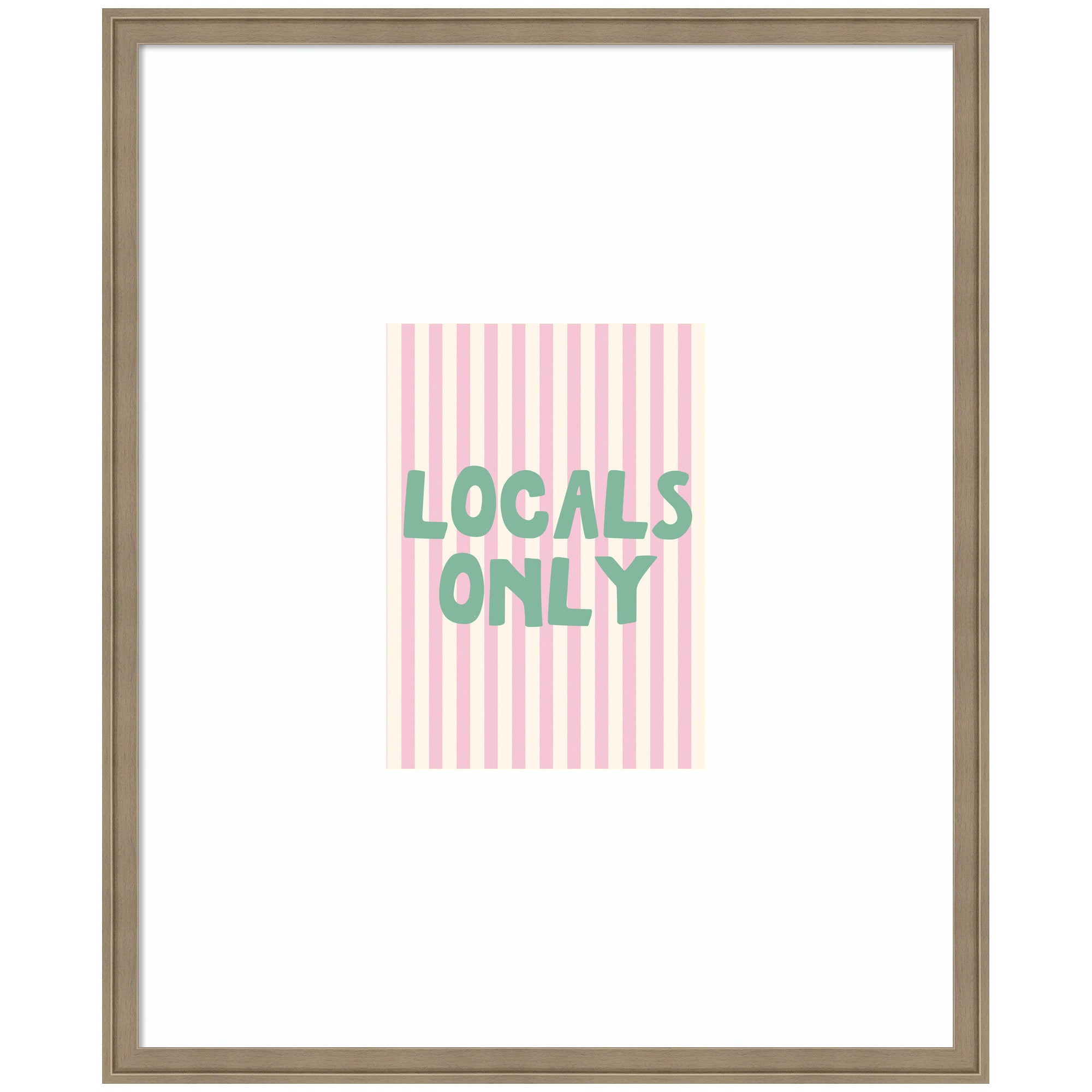 Locals Only Green and Pink Stripes by Megan Ryan Framed Wall Art Print