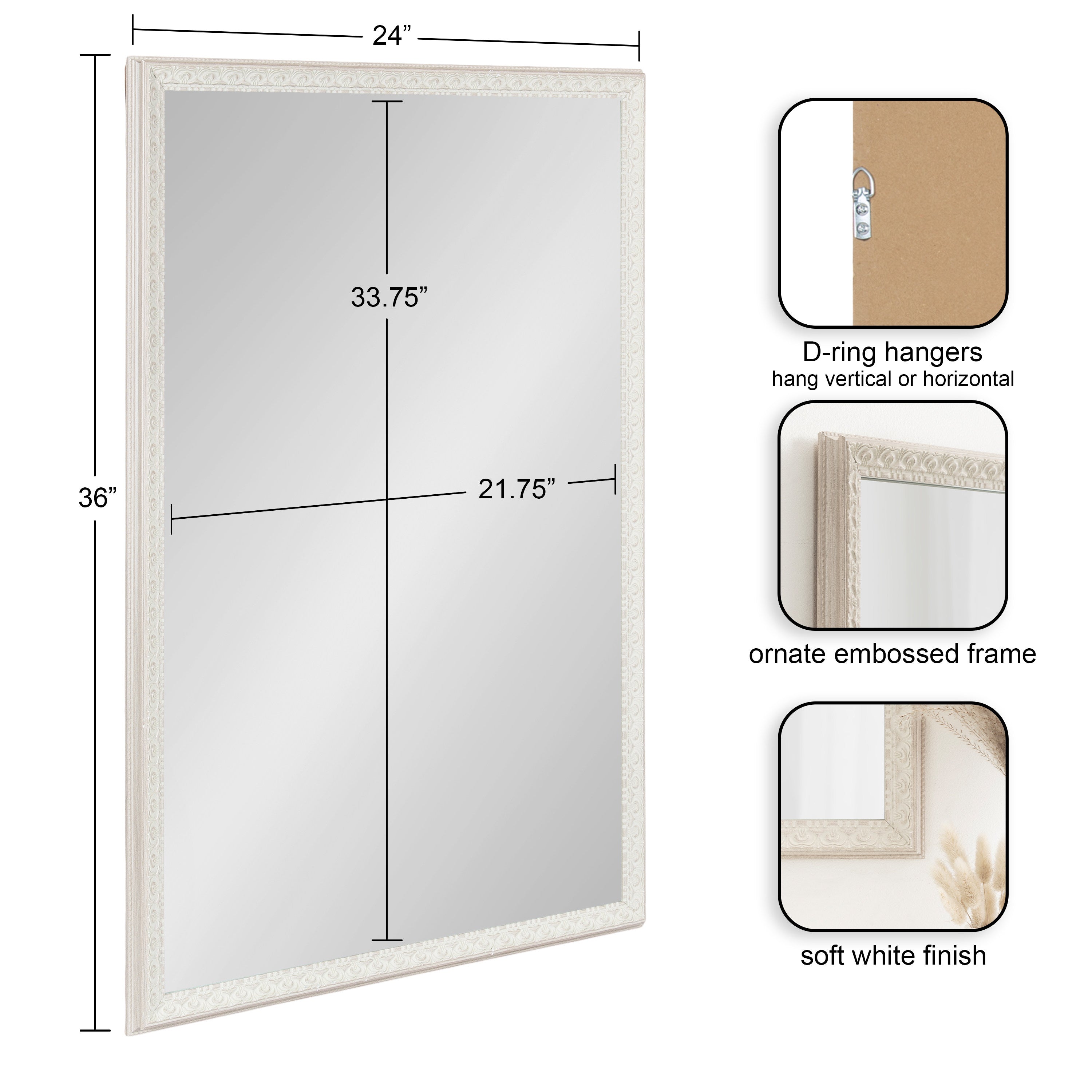 Rectangle Mirror White 24x36 2