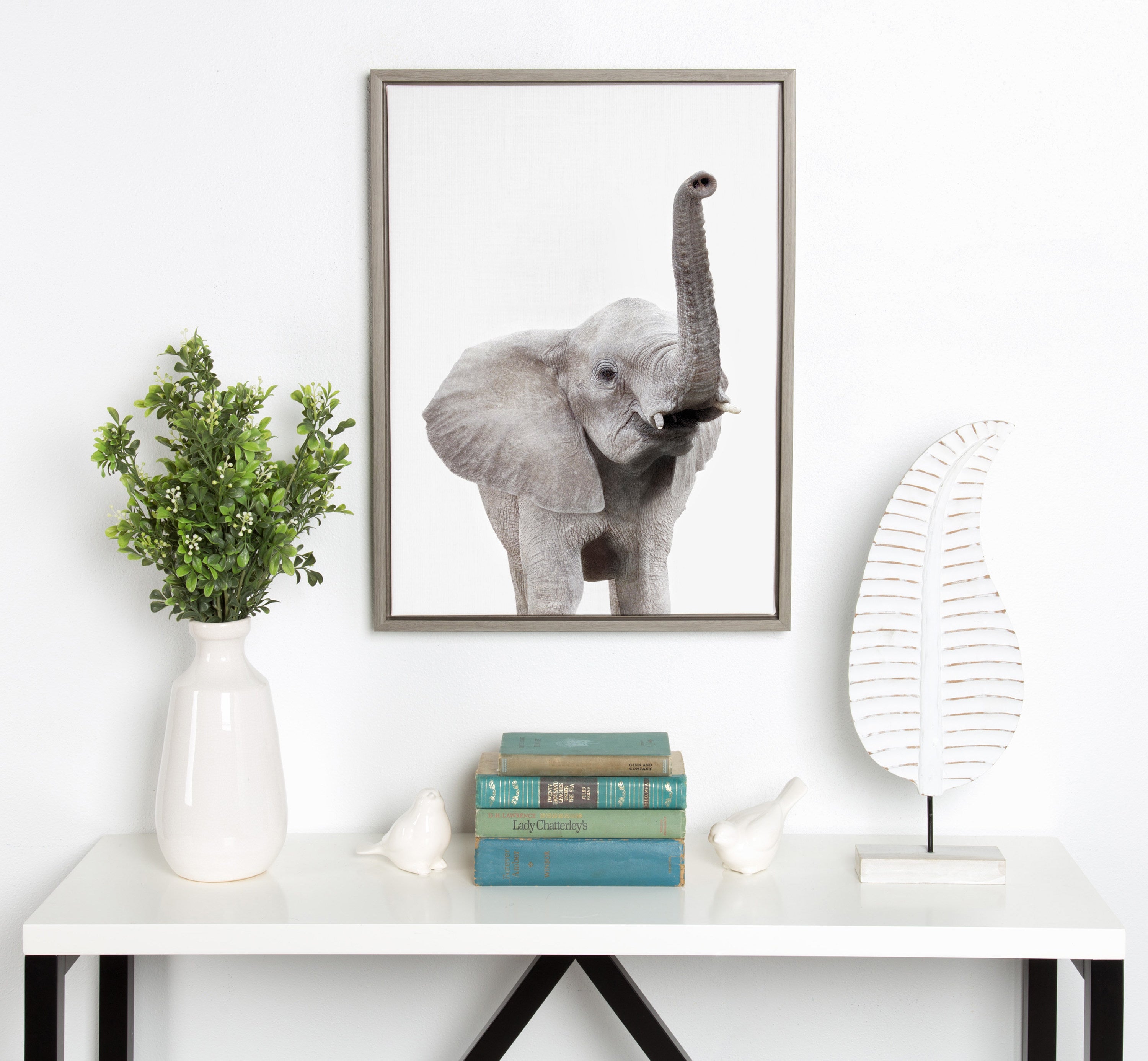 Sylvie Young Elephant Framed Canvas by Amy Peterson