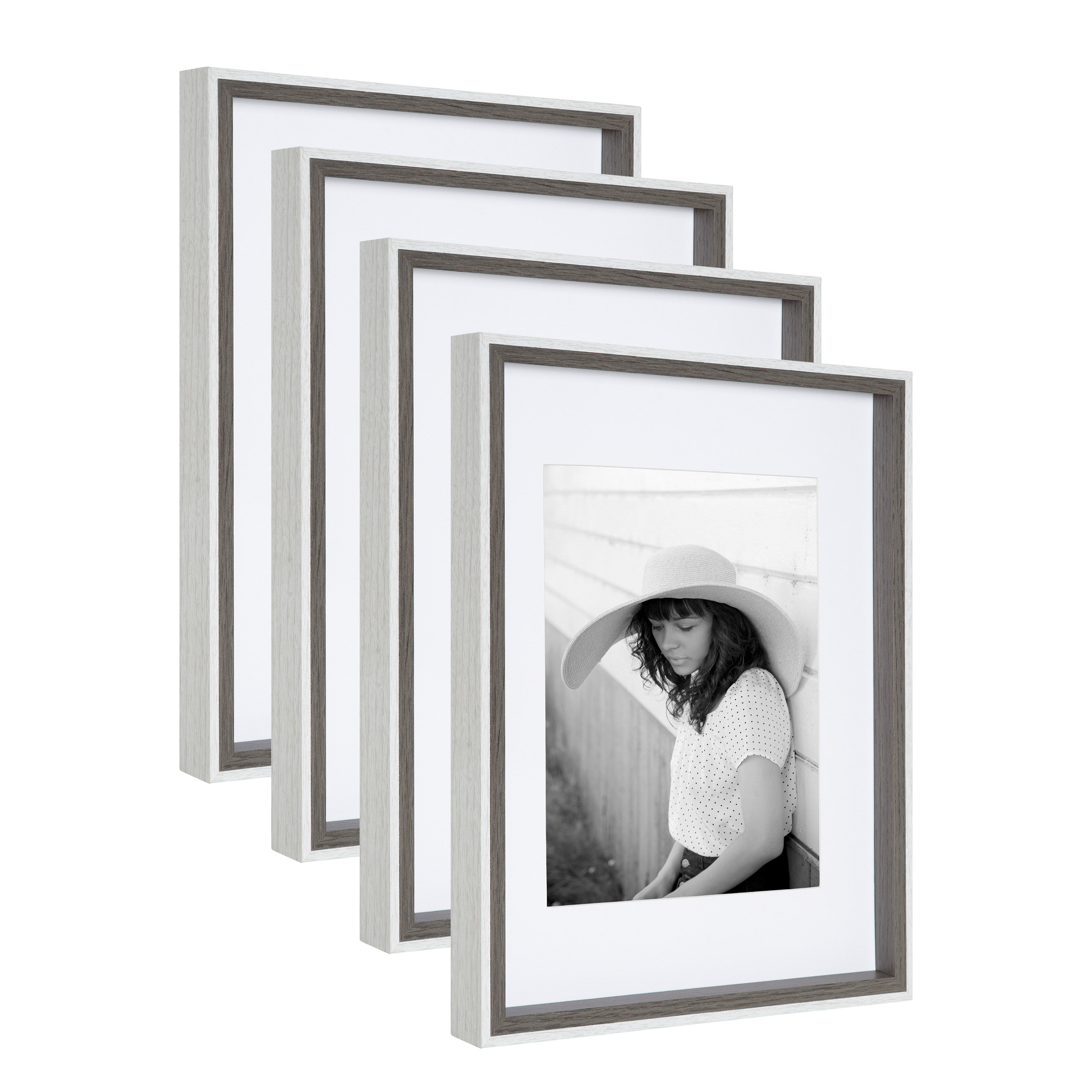 Wall Frame 11x14 matted to 8x10 Gray White 1