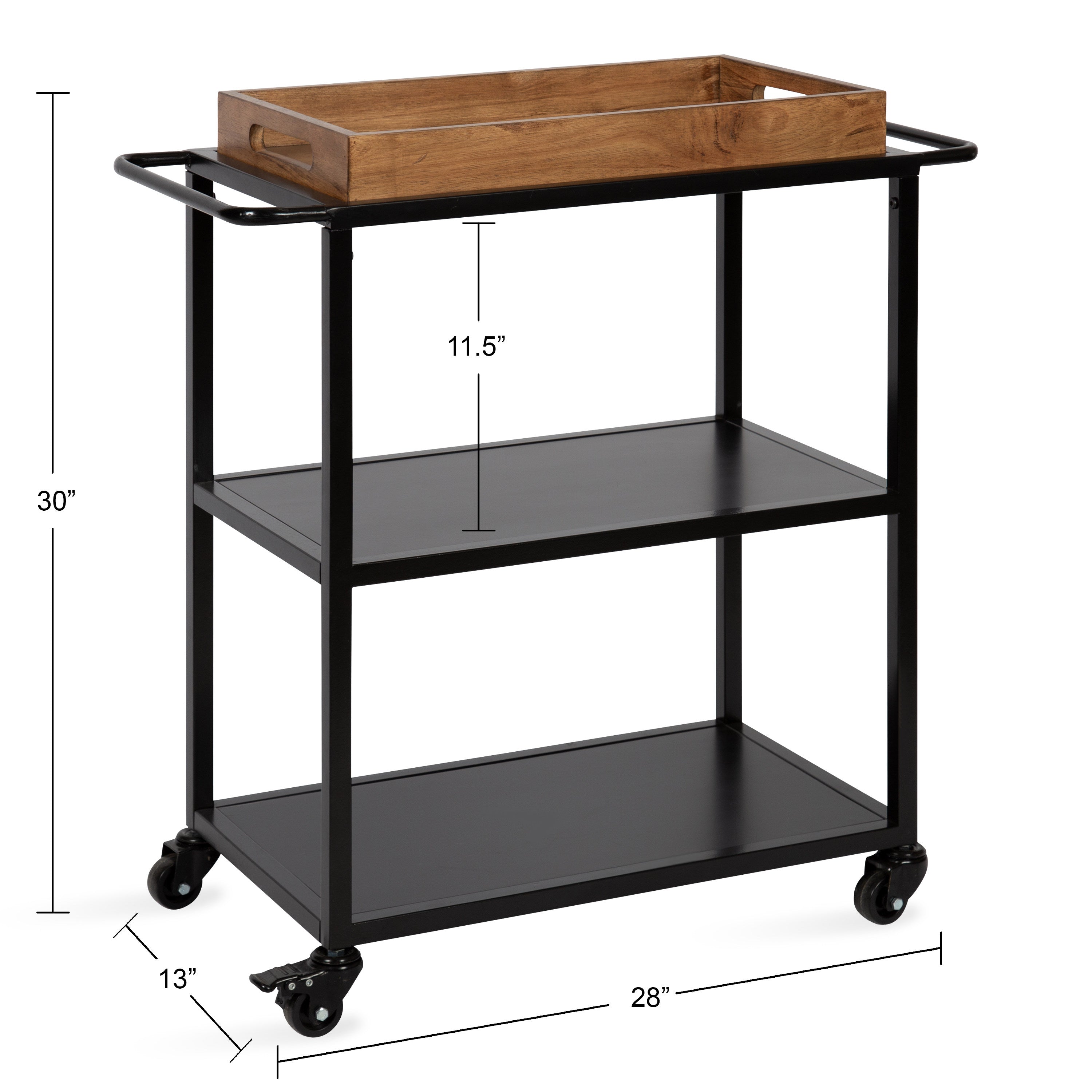 Bar Cart Rustic Brown Black 28x13x30 2