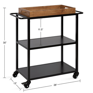 Bar Cart Rustic Brown Black 28x13x30 2