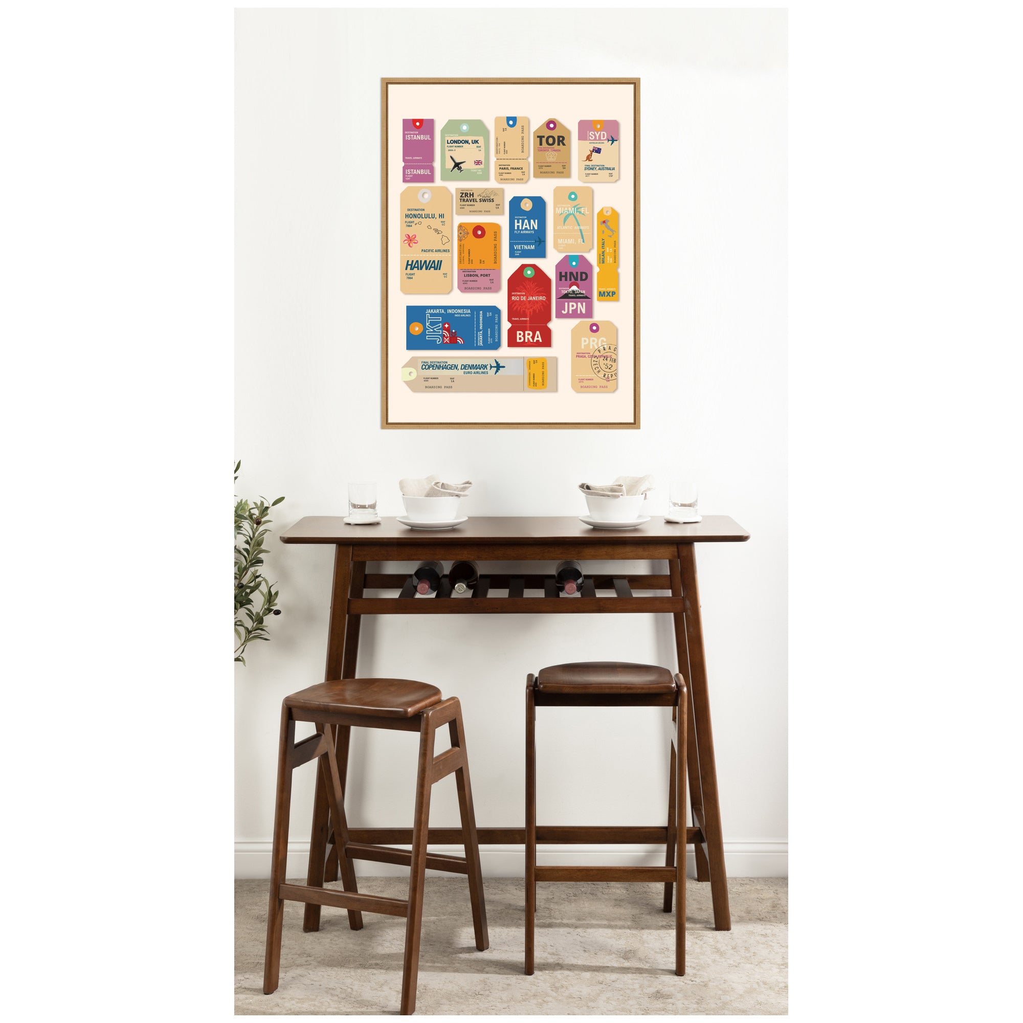 Travel Tags by Honey Island Studio Framed Canvas Wall Art Print