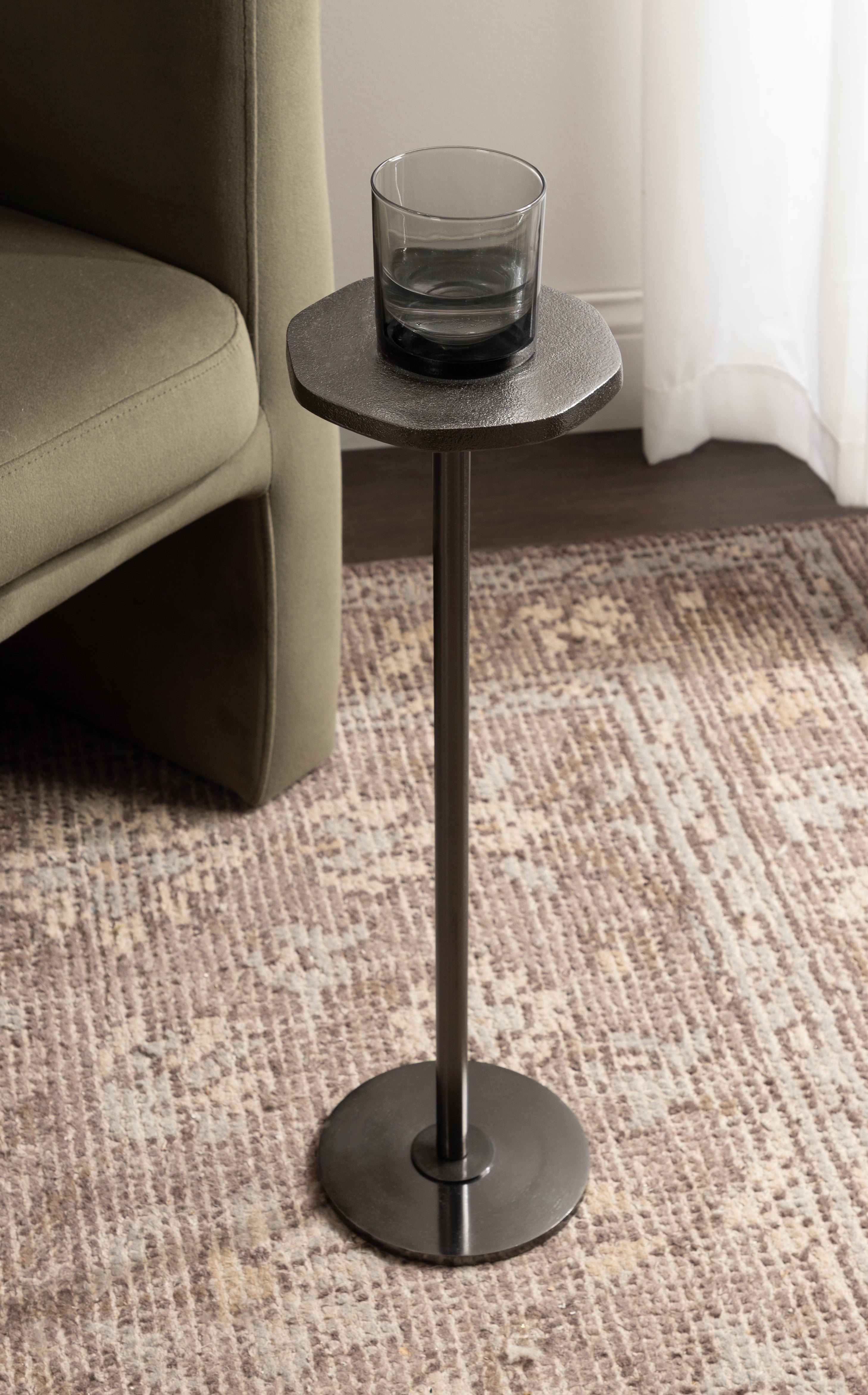 Drink Table Pewter 7x7x22 7